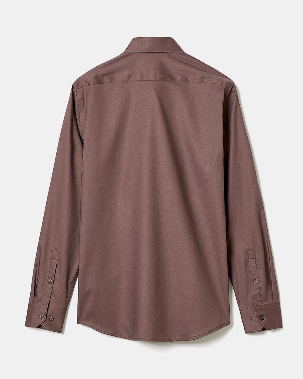 Slim Fit Solid Sateen Dress Shirt - Image 3
