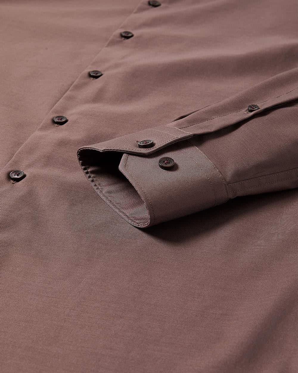Slim Fit Solid Sateen Dress Shirt - Image 5