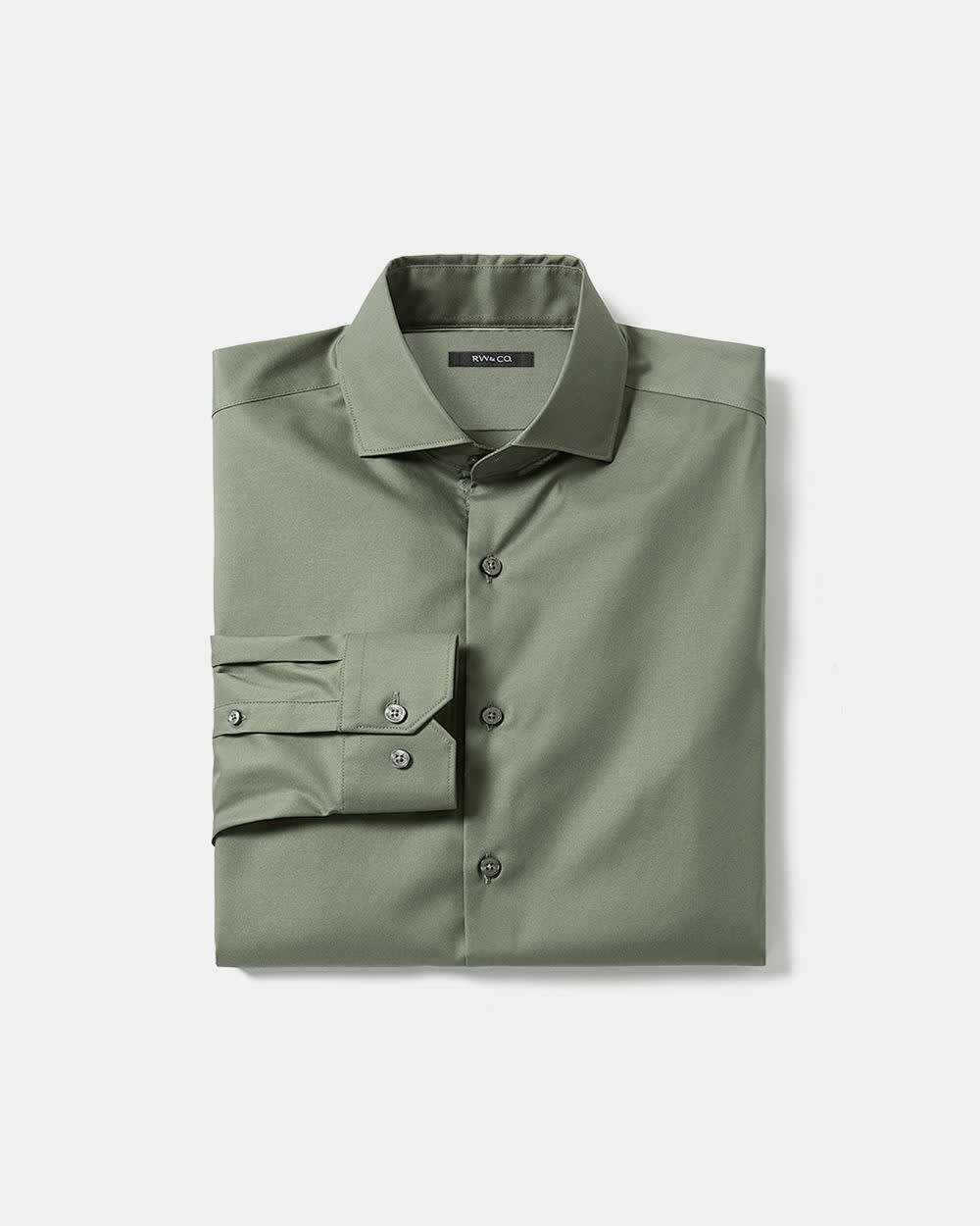 Slim Fit Solid Sateen Dress Shirt - Image 6