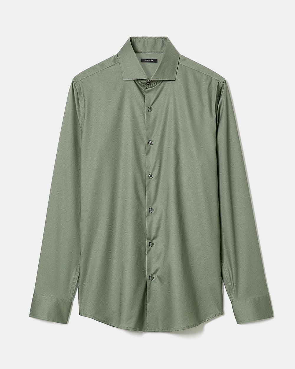 Slim Fit Solid Sateen Dress Shirt - Image 7