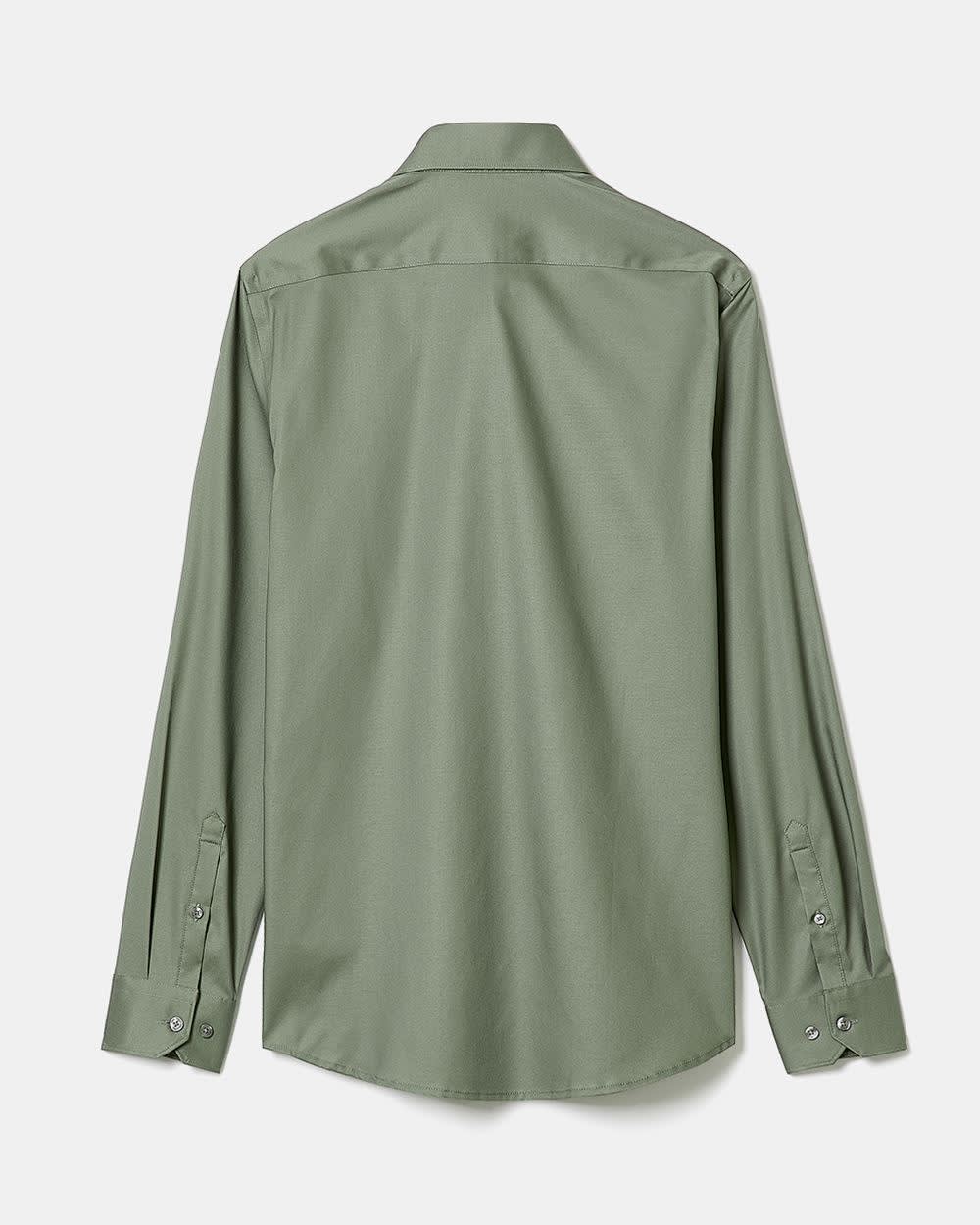 Slim Fit Solid Sateen Dress Shirt - Image 8