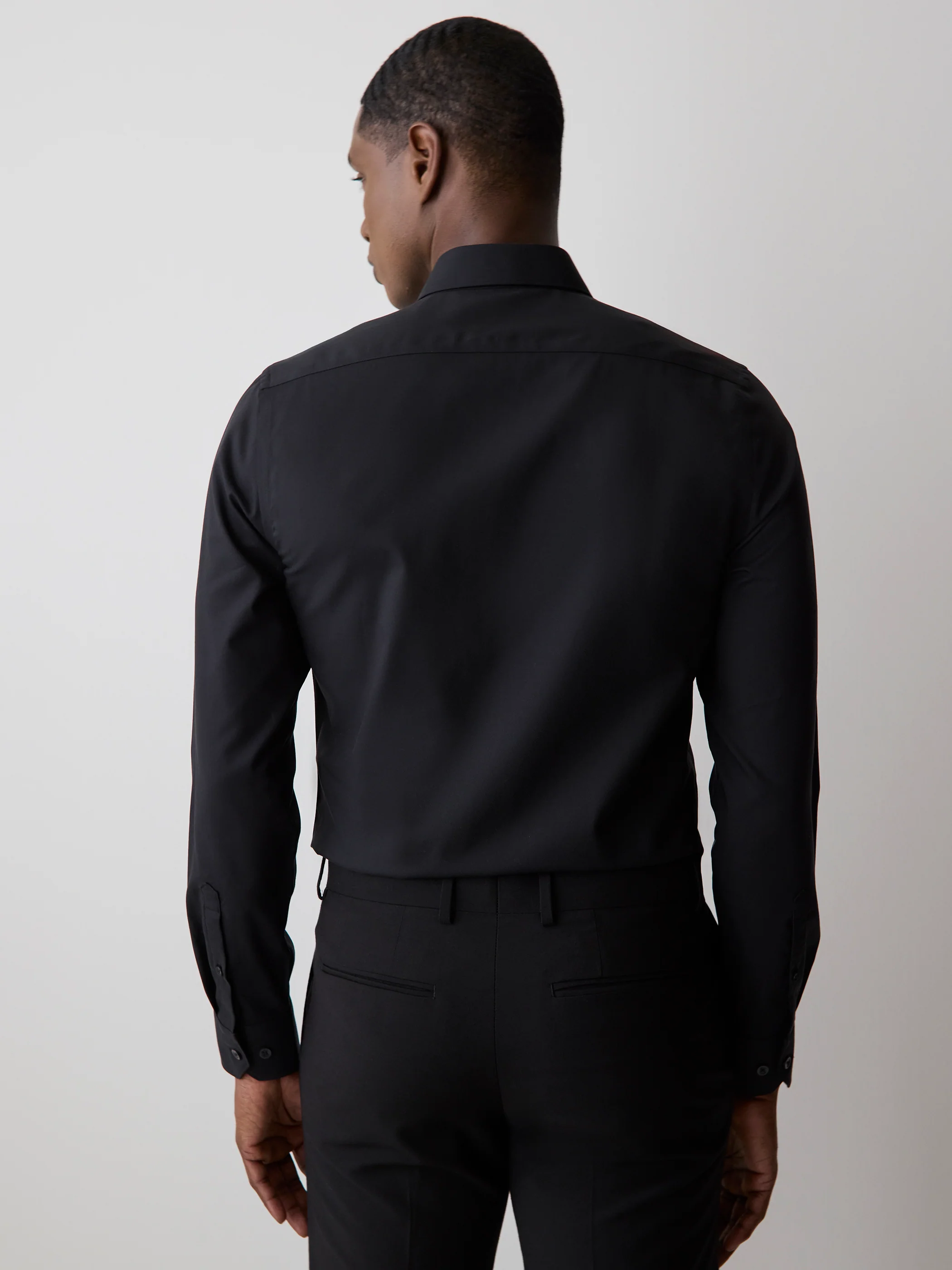 Slim Fit Solid Supima (R) Cotton Twill Dress Shirt - Image 3