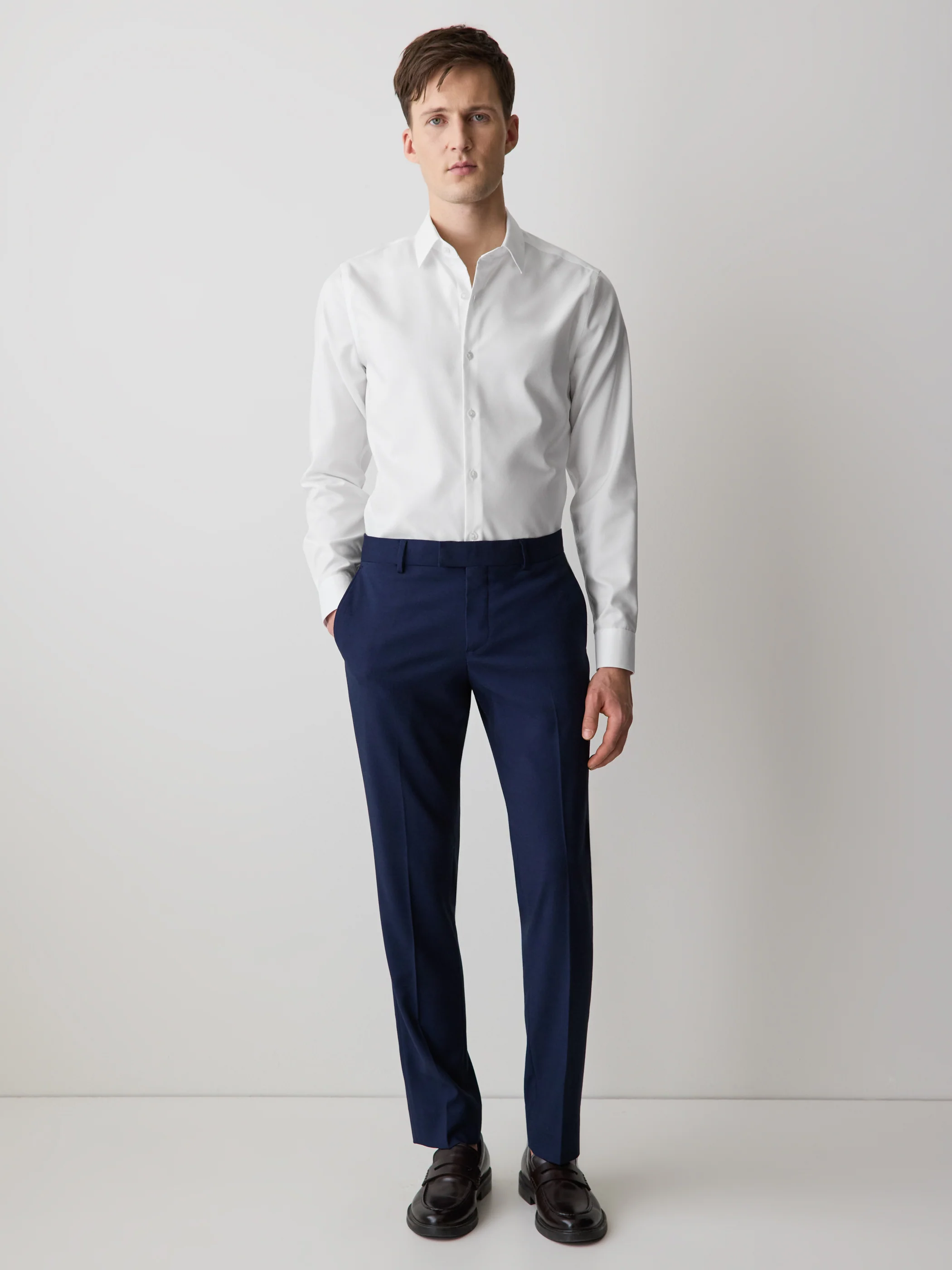 Slim Fit Solid Supima (R) Cotton Twill Dress Shirt - Image 7