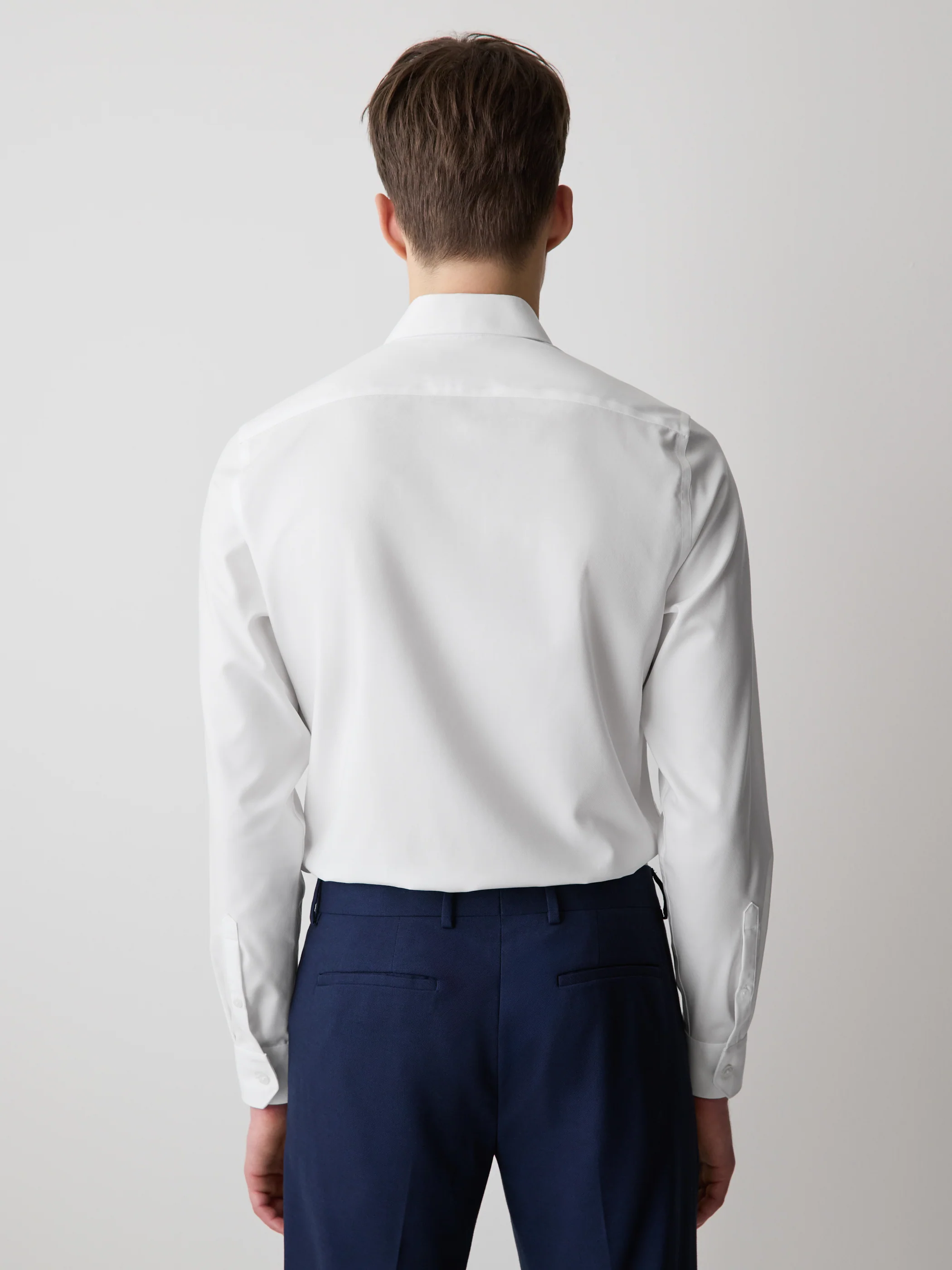 Slim Fit Solid Supima (R) Cotton Twill Dress Shirt - Image 8