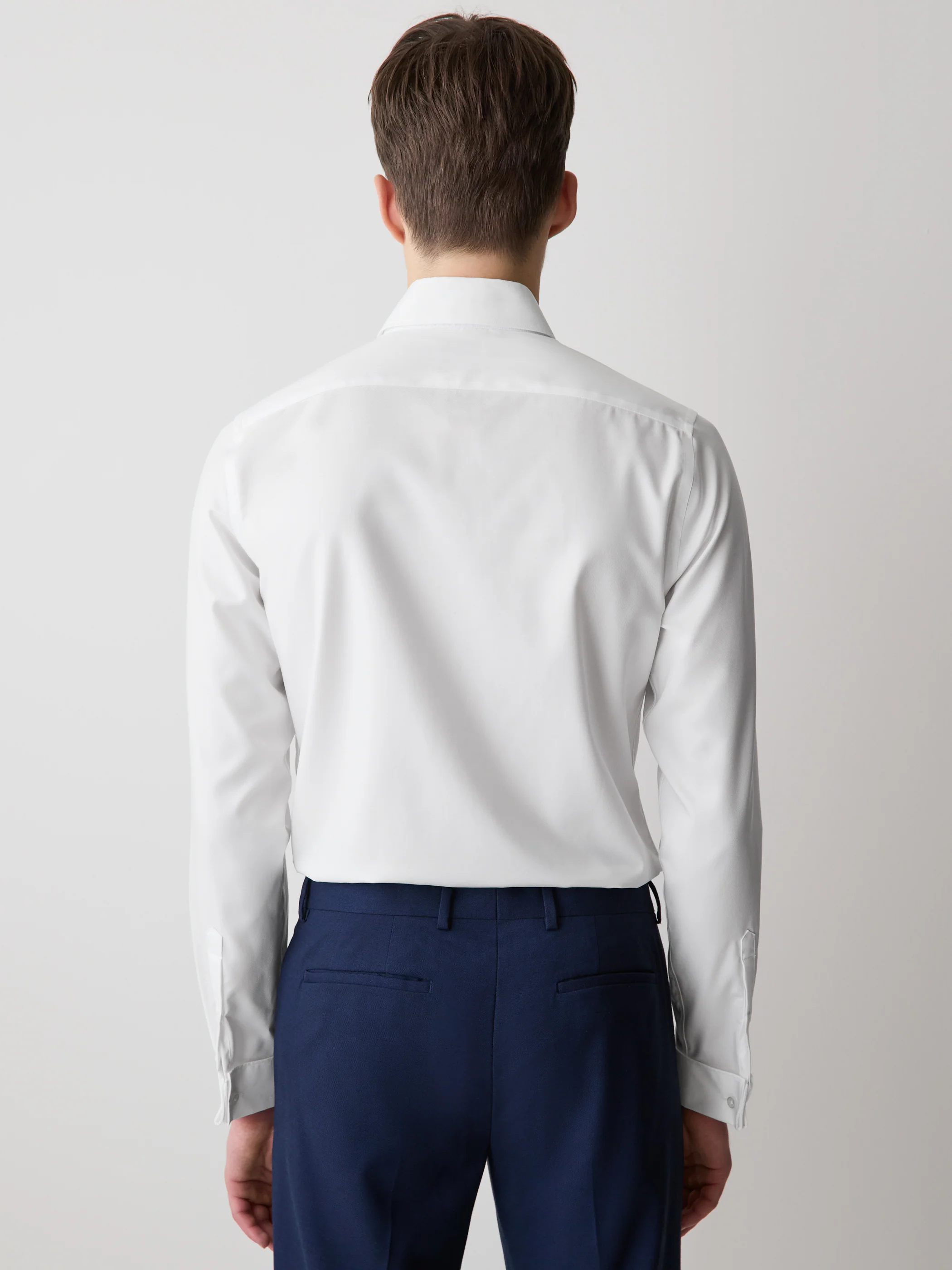 Slim Fit White Supima (R) Twill Dress Shirt - Image 3