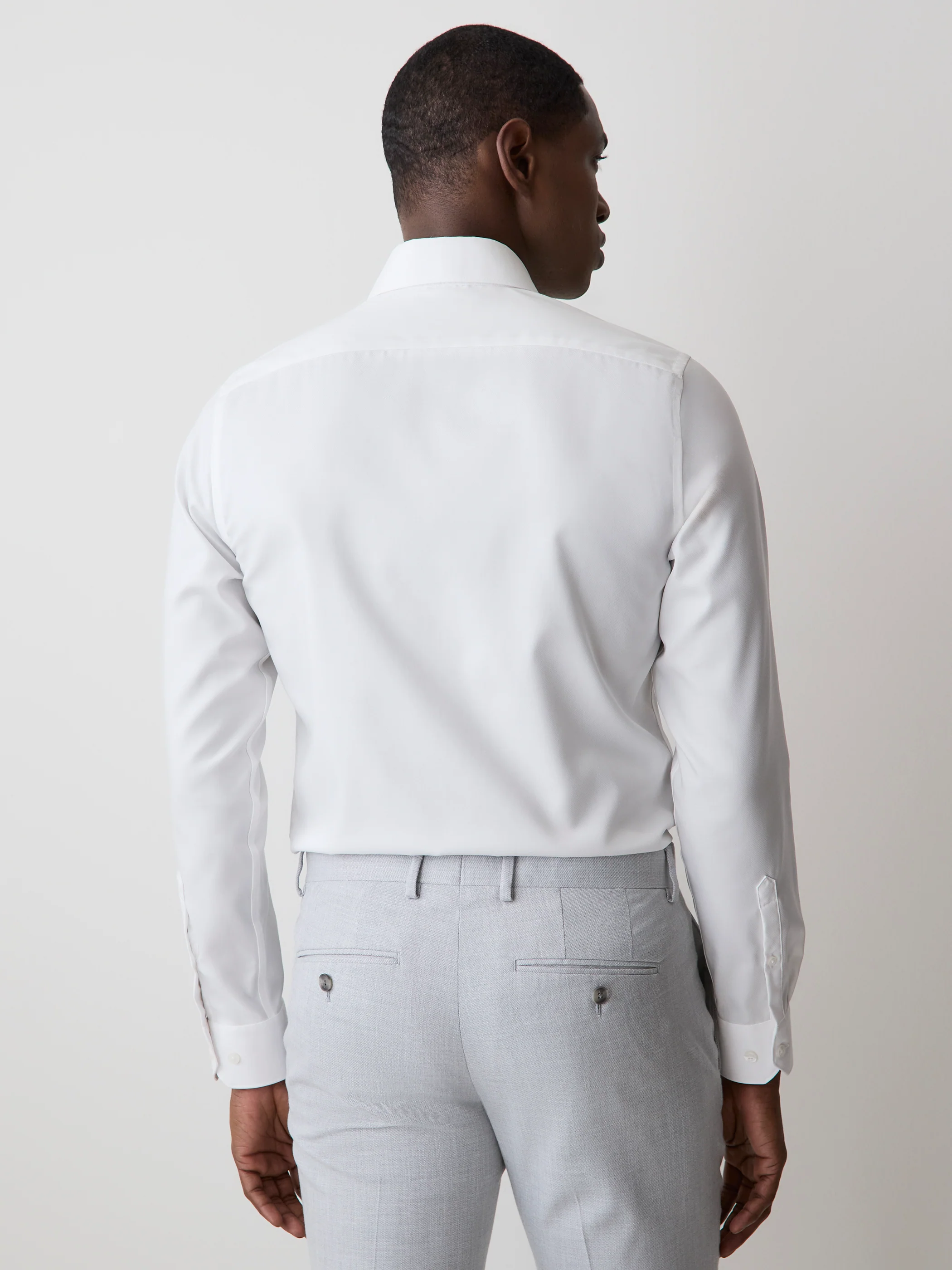 Slim Fit White Twill Dress Shirt - Image 3