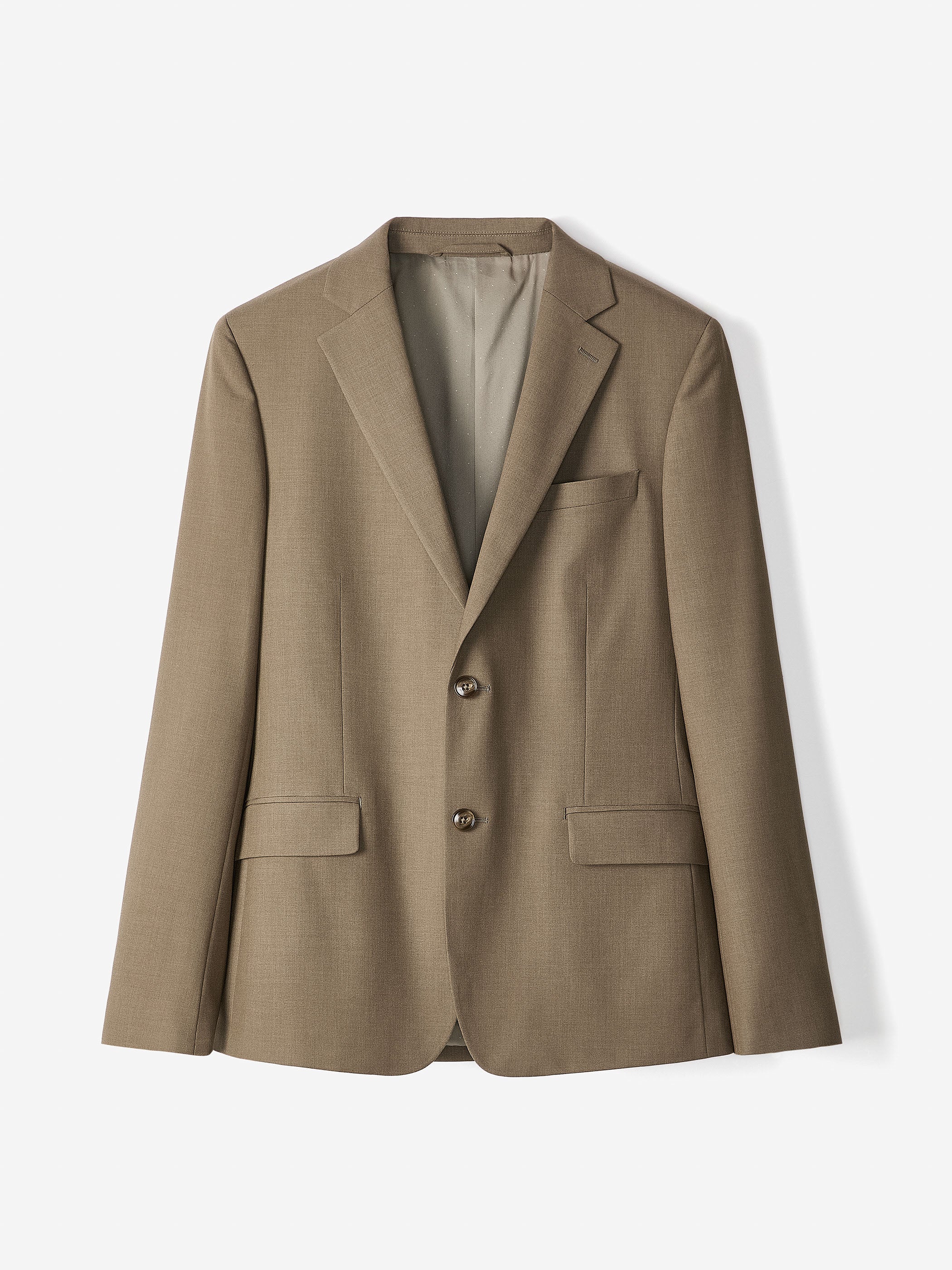 Slim-Fit Dark Beige Suit Blazer - Image 6