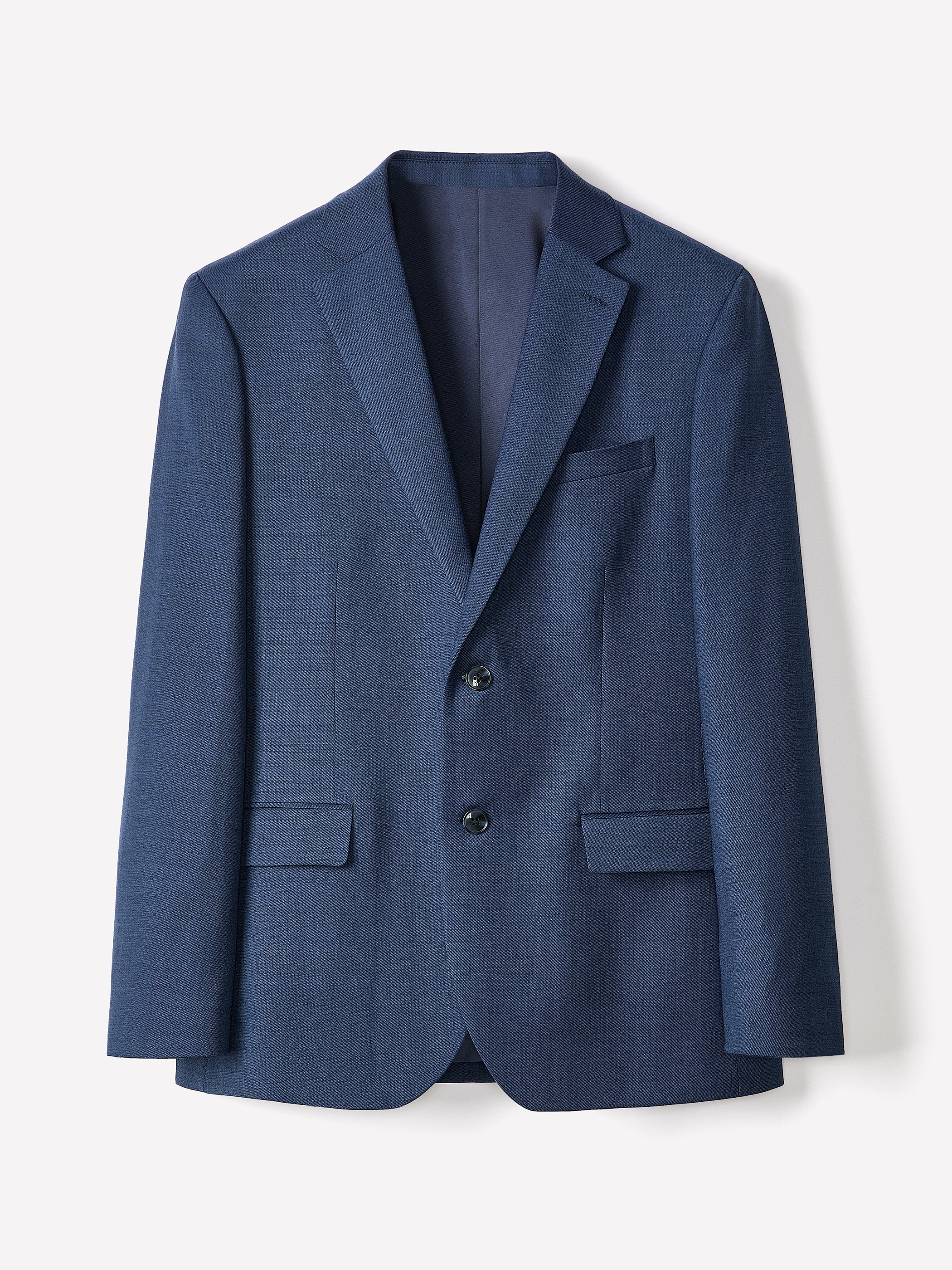 Blue Slim Fit Wool Suit Blazer - Image 6