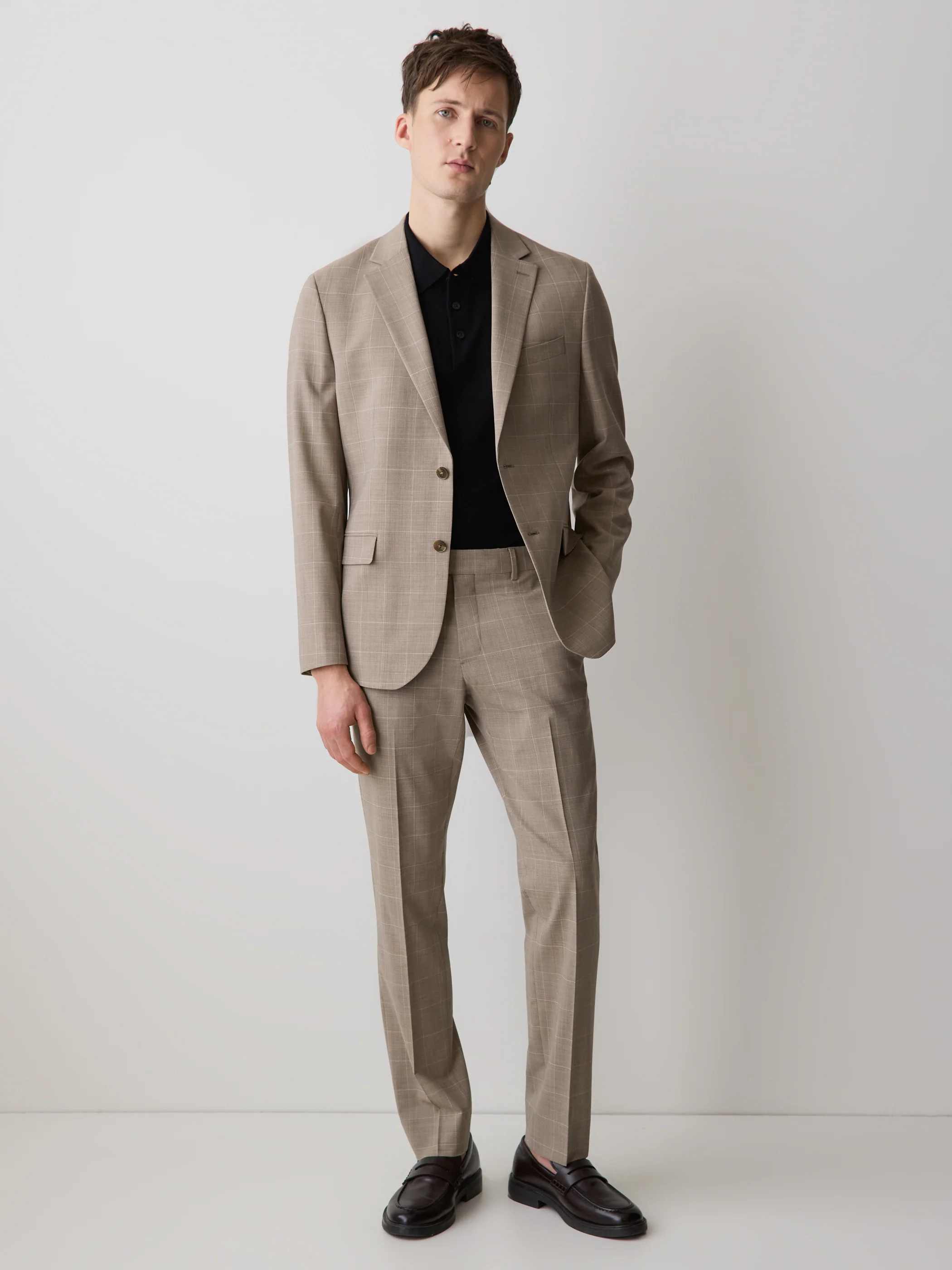 Slim Fit Wool Check Suit Blazer