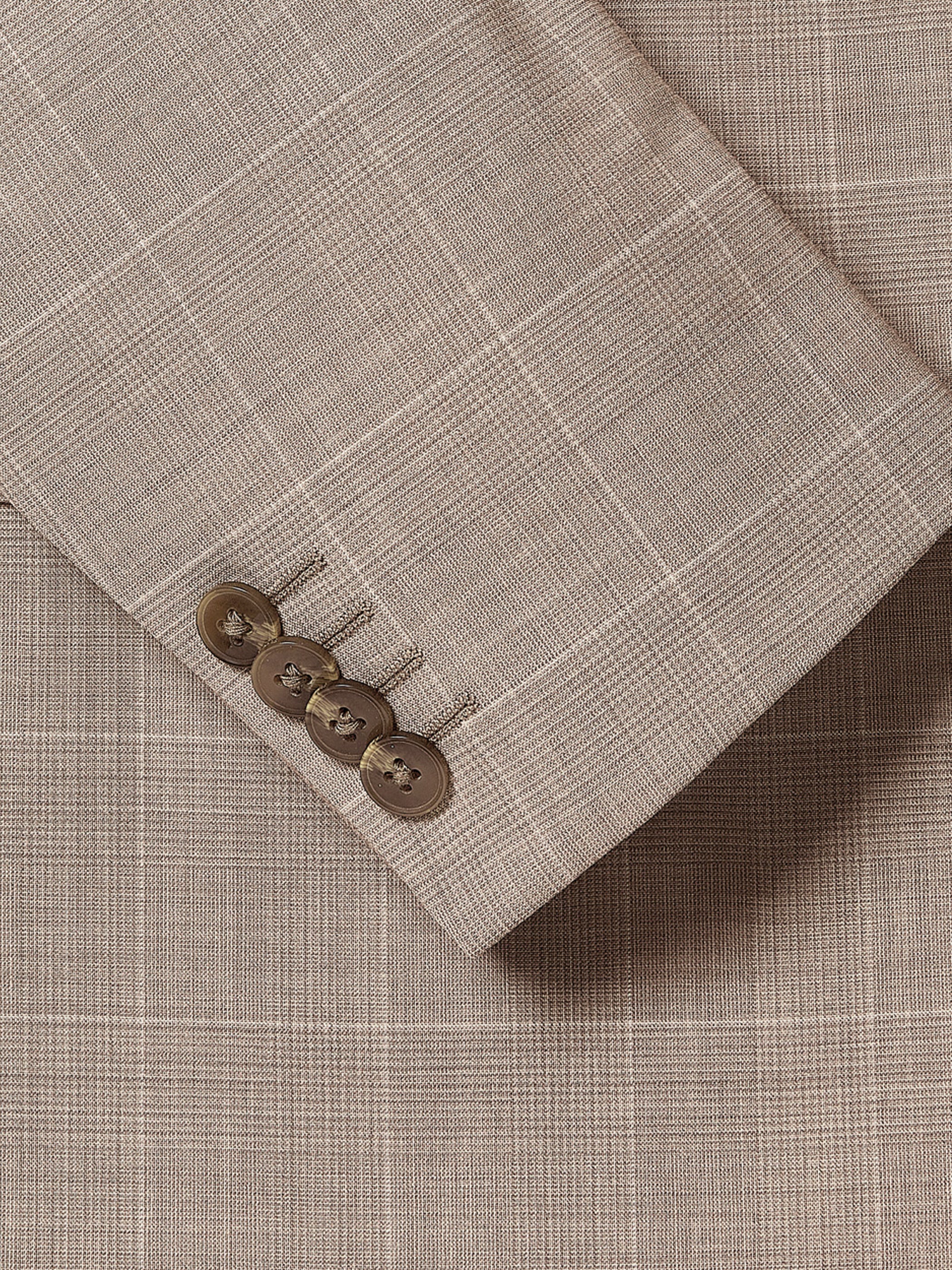 Slim Fit Wool Check Suit Blazer - Image 5