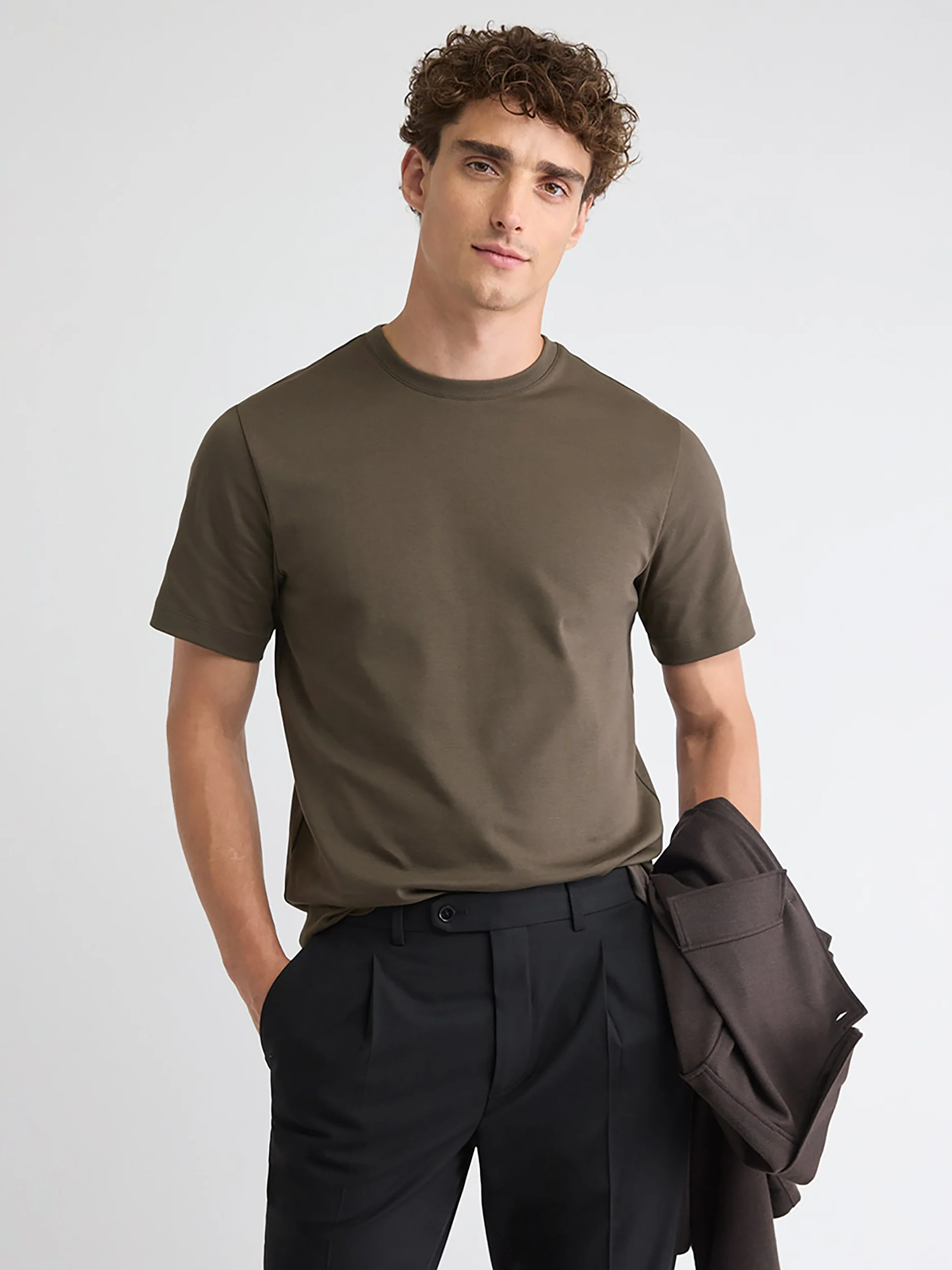 Solid Interlock Cotton Crew-Neck Tee - Image 17