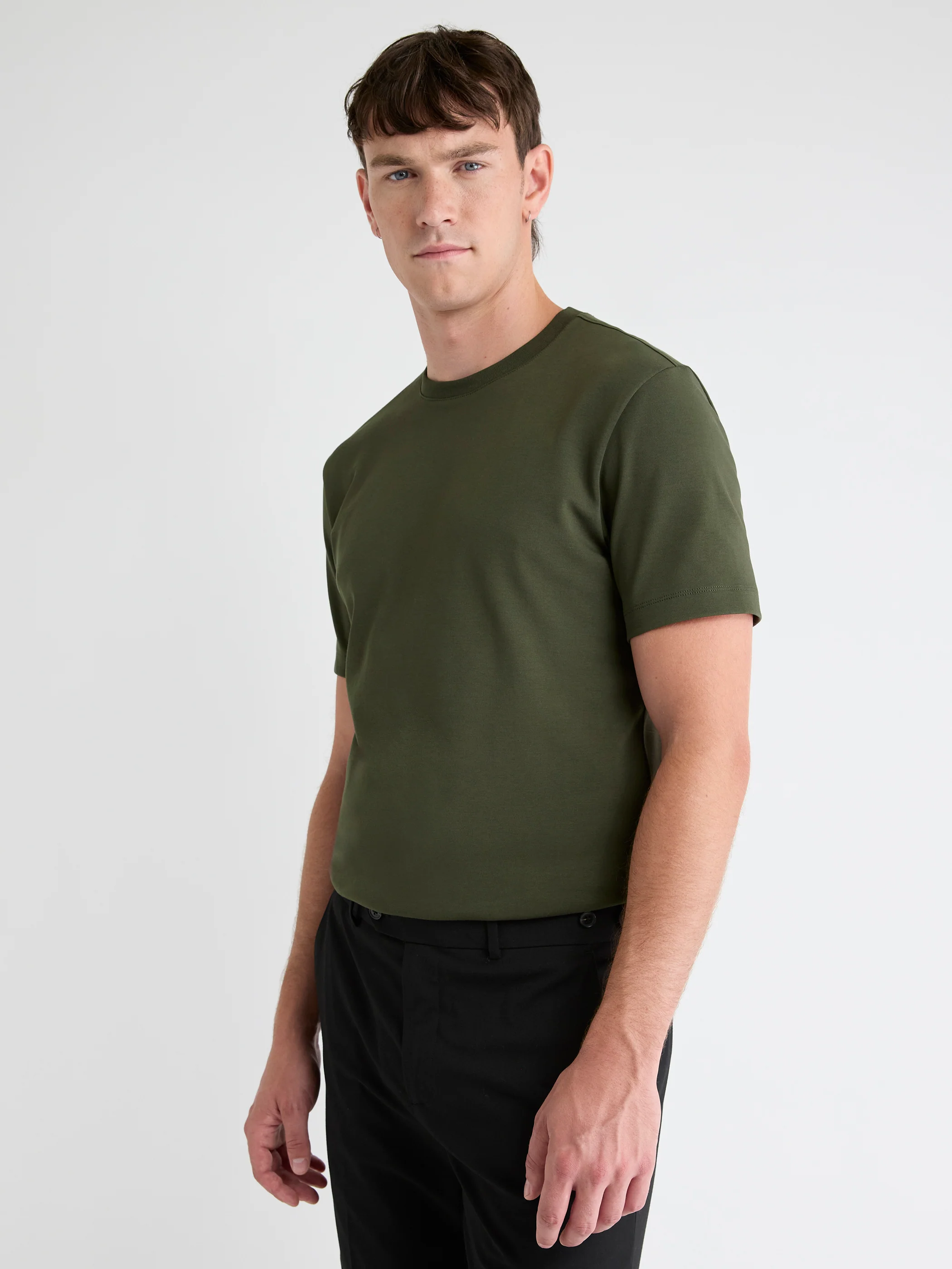 Solid Interlock Cotton Crew-Neck Tee - Image 4