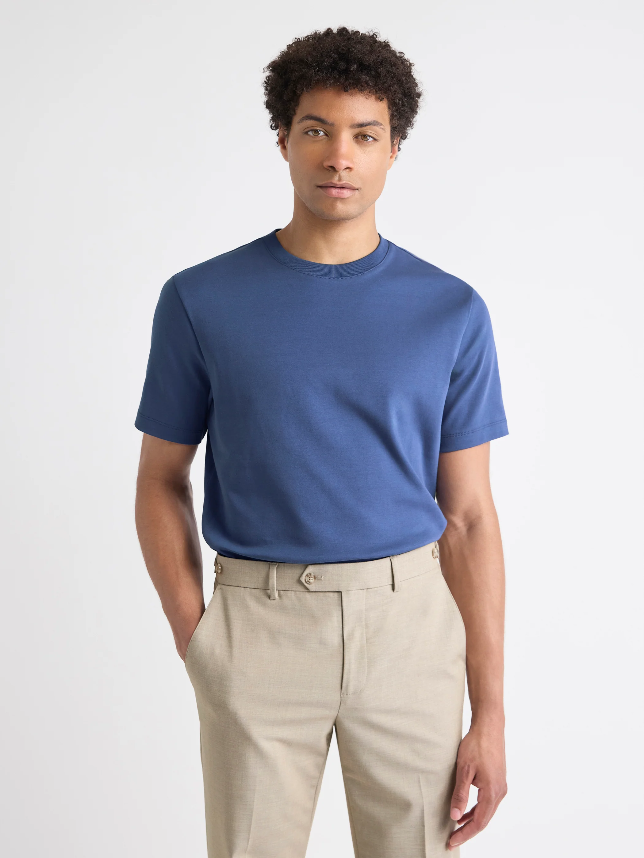 Solid Interlock Cotton Crew-Neck Tee - Image 9