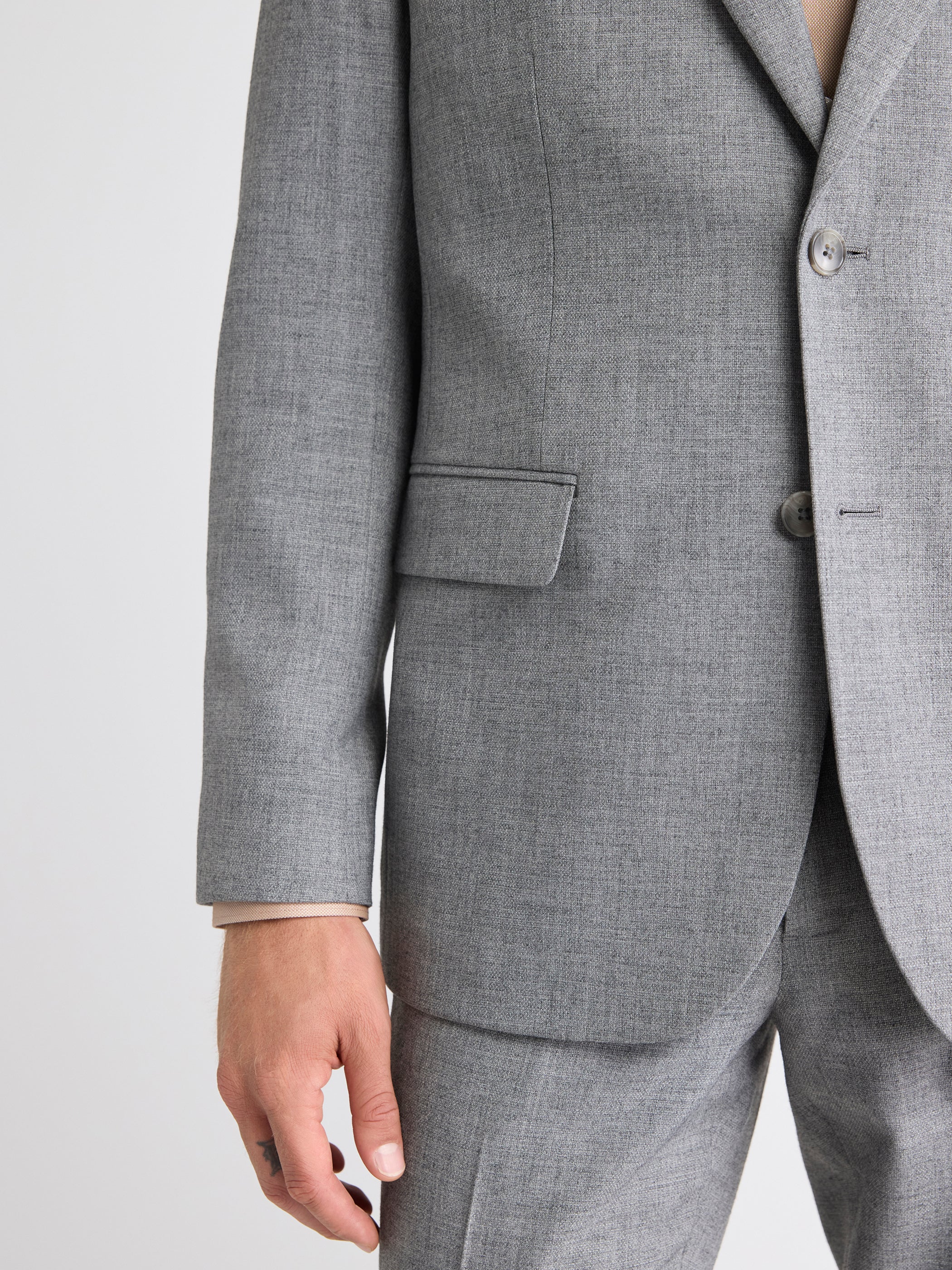 Tailored-Fit Grey Hopsack Suit Blazer - Image 5