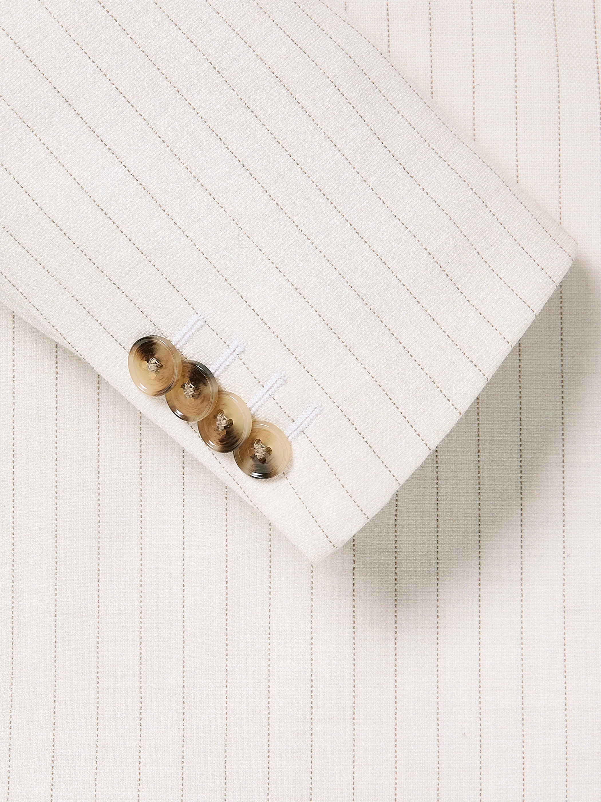 Tailored Fit Double-Breasted Striped Suit Blazer - Image 6