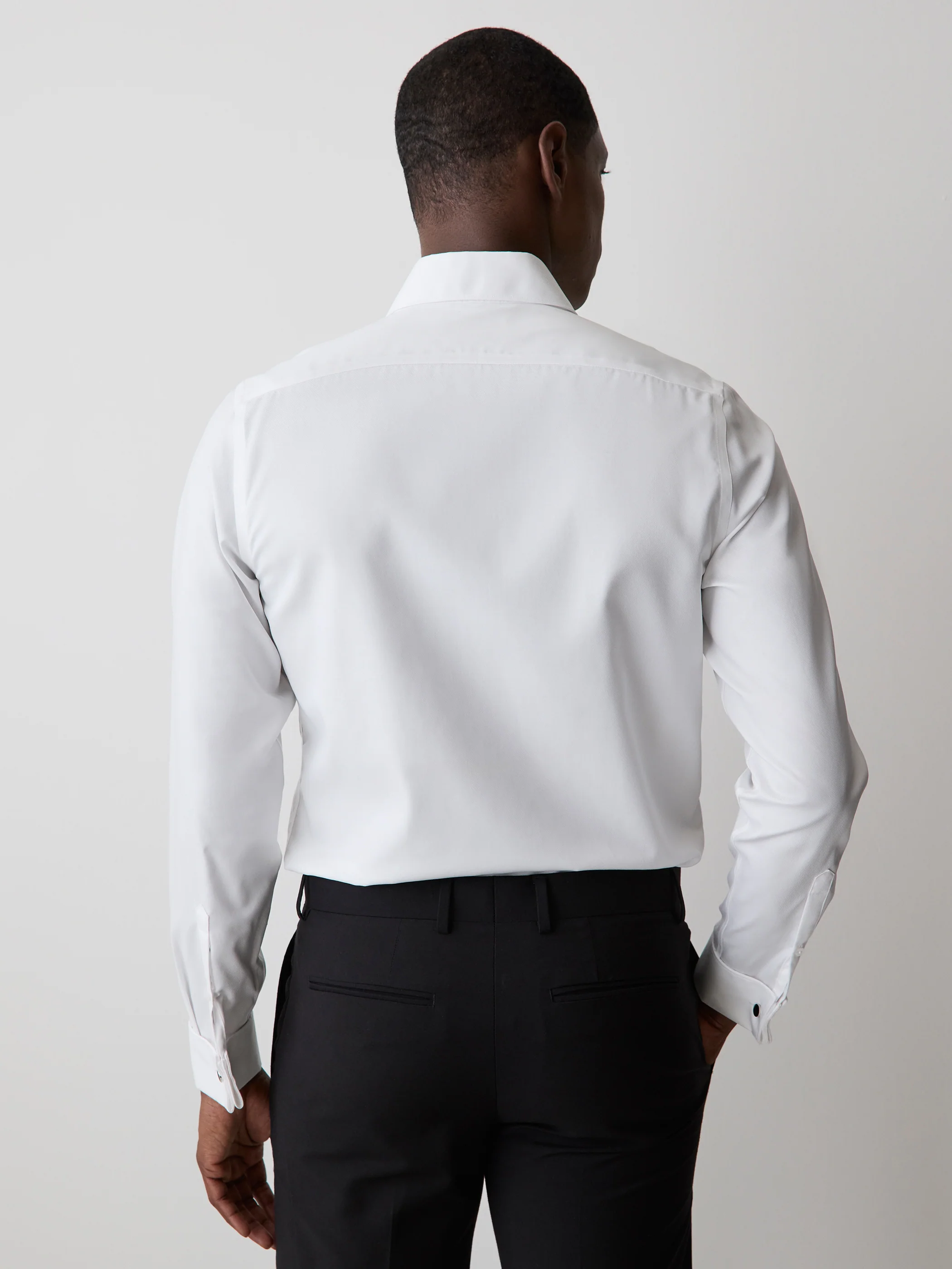 White Tailored Fit Tuxedo Shirt with French Cuffs - Image 9