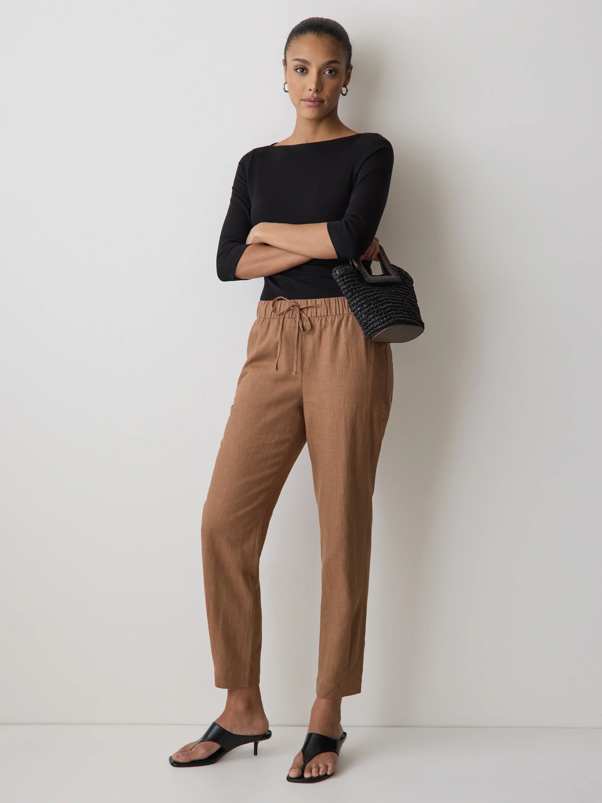 Linen Mid-Rise Tapered-Leg Jogger Pant - Image 33