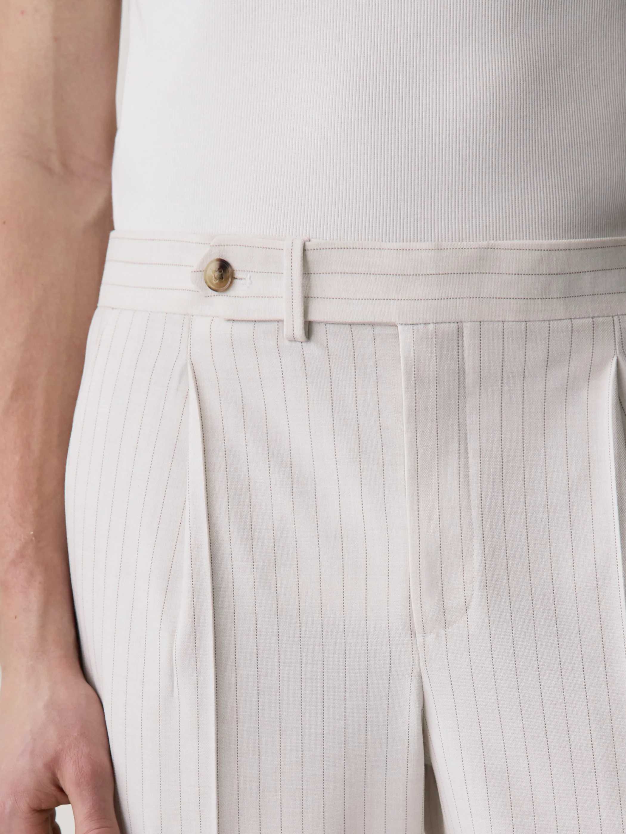 Pleated Tapered-Leg Striped Suit Pant - Image 4