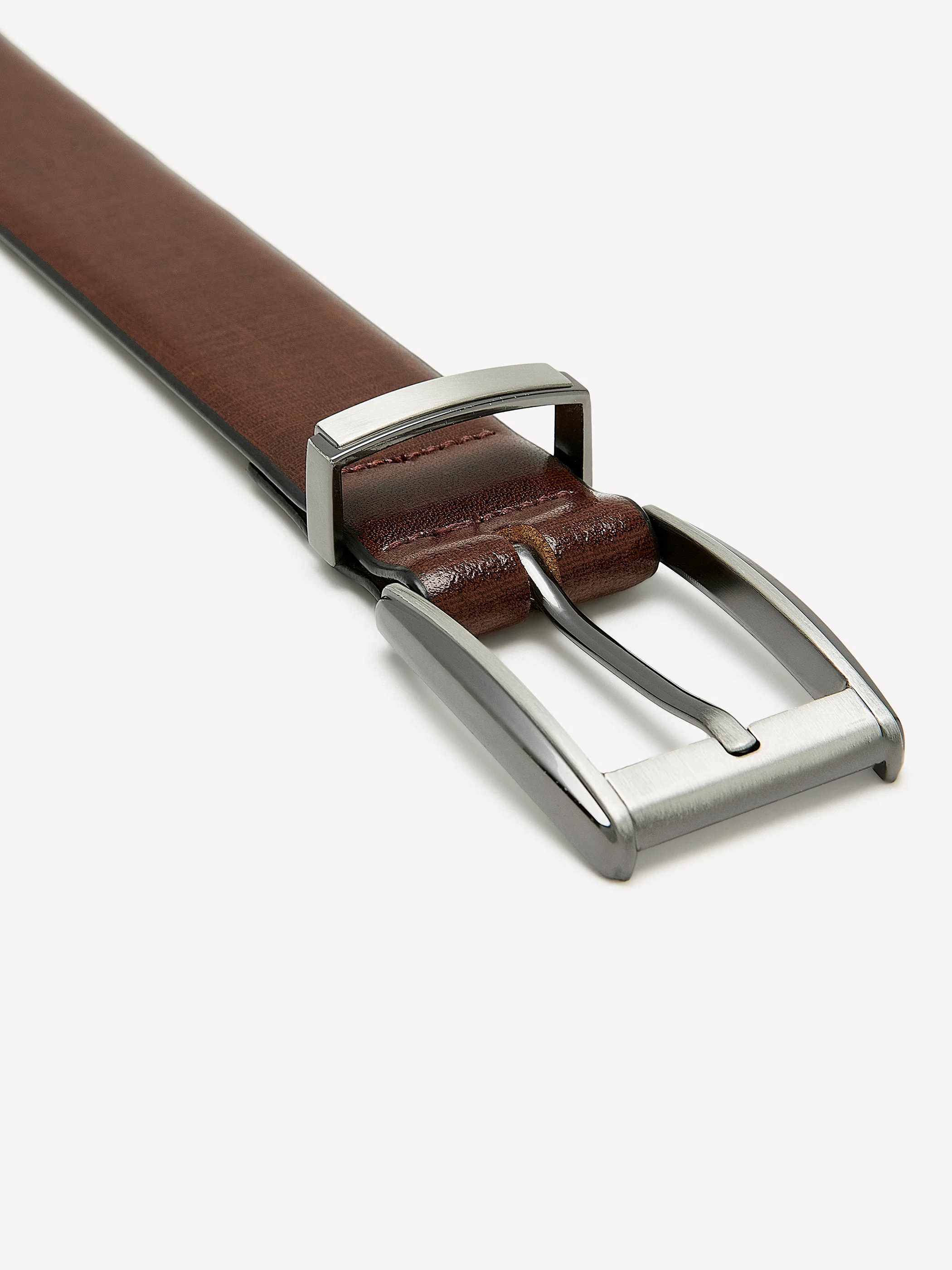 Textured Brown Leather Belt - Image 3