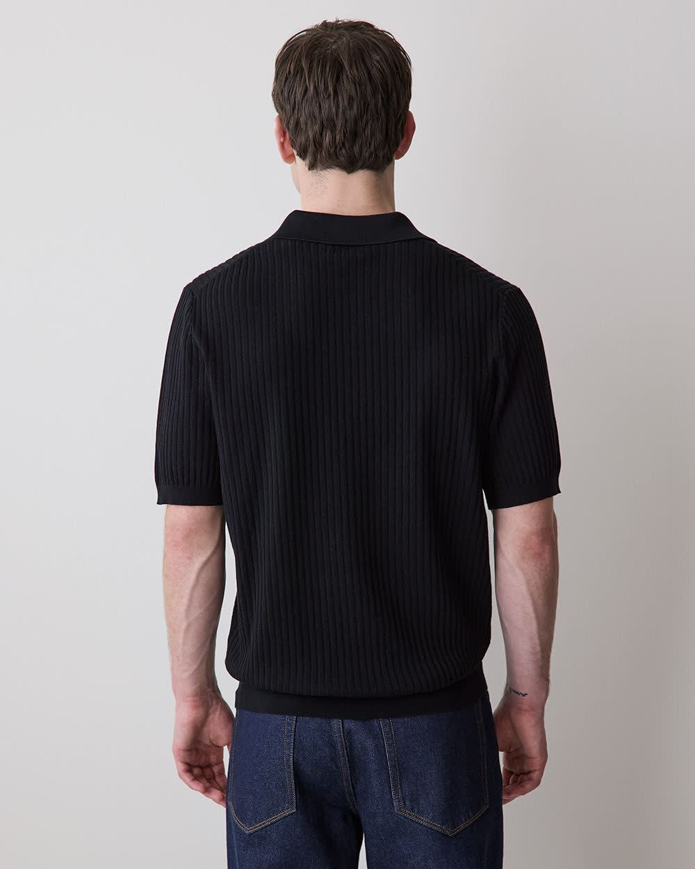 Cotton Short-Sleeve Polo with Johnny Collar - Image 9