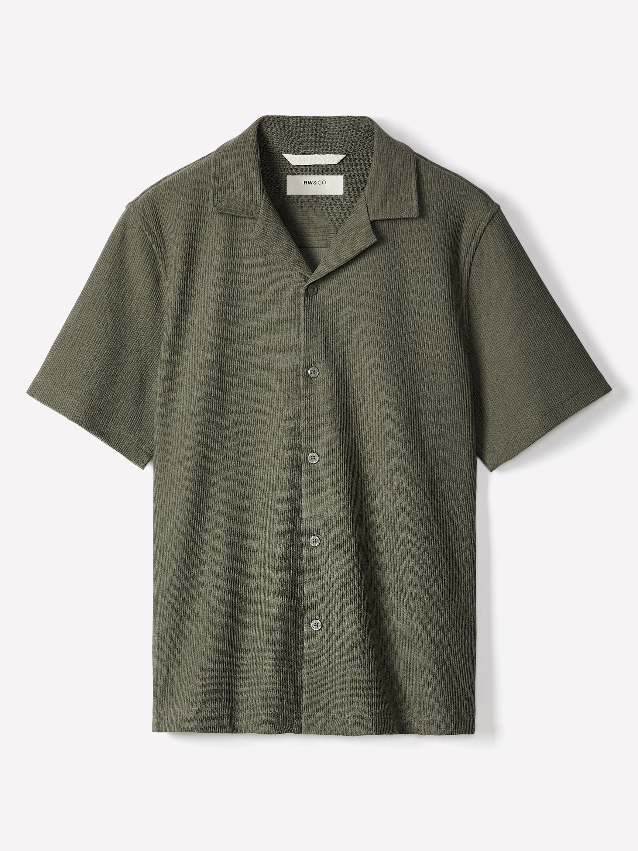 Short-Sleeve Textured Shirt with Camp Collar - Image 17