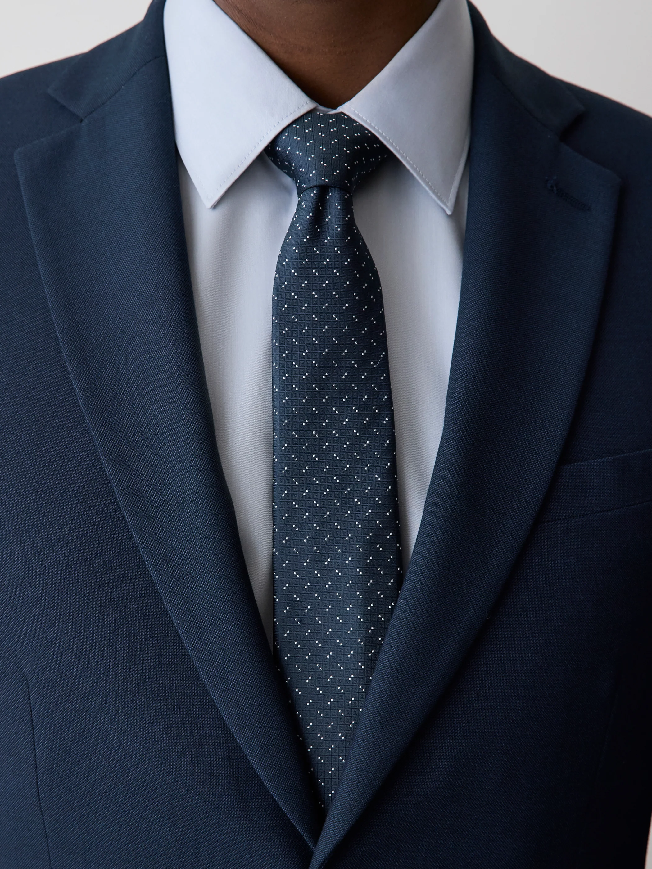 Navy Regular Textured Tie with Dots - Image 3