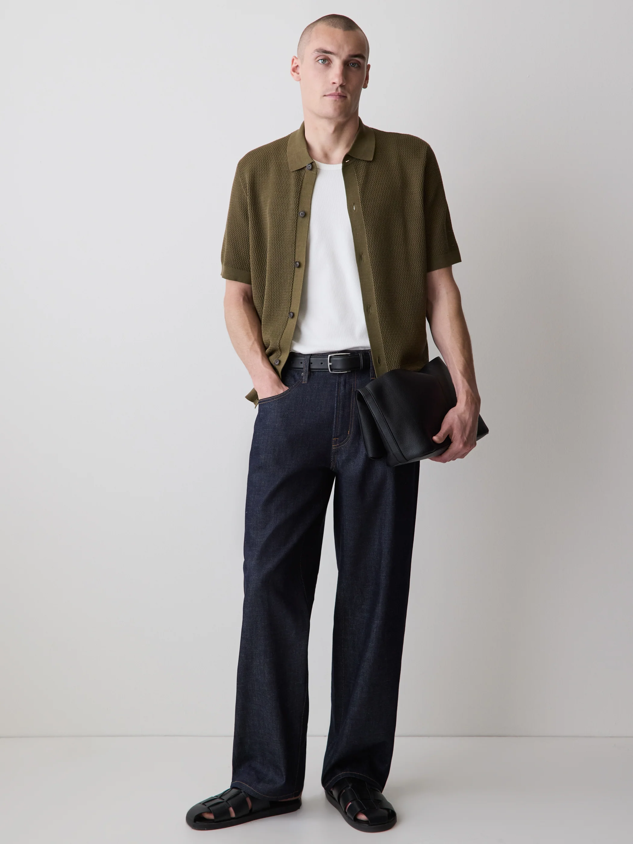 Short-Sleeve Textured Shirt Sweater - Image 6