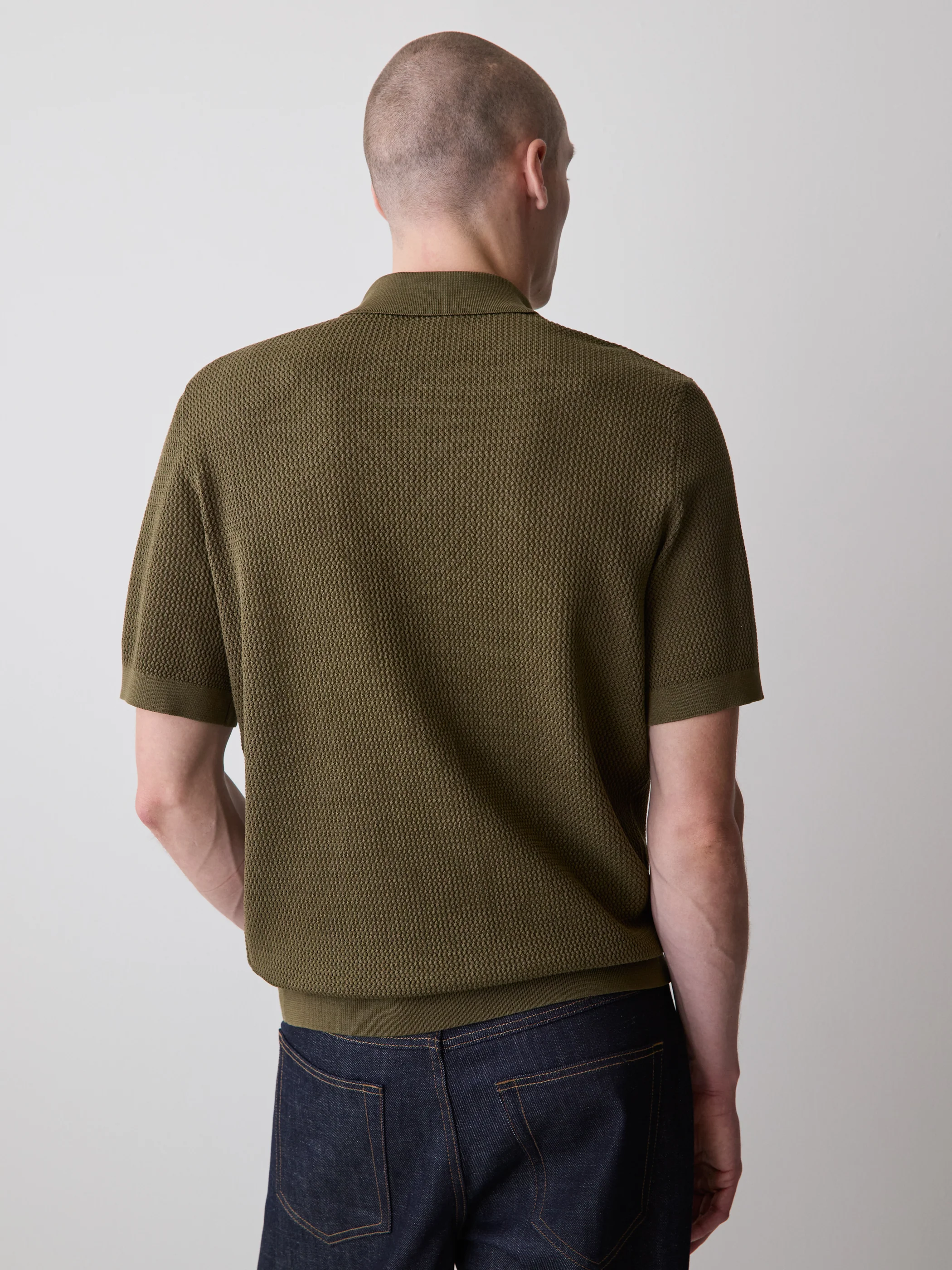 Short-Sleeve Textured Shirt Sweater - Image 7
