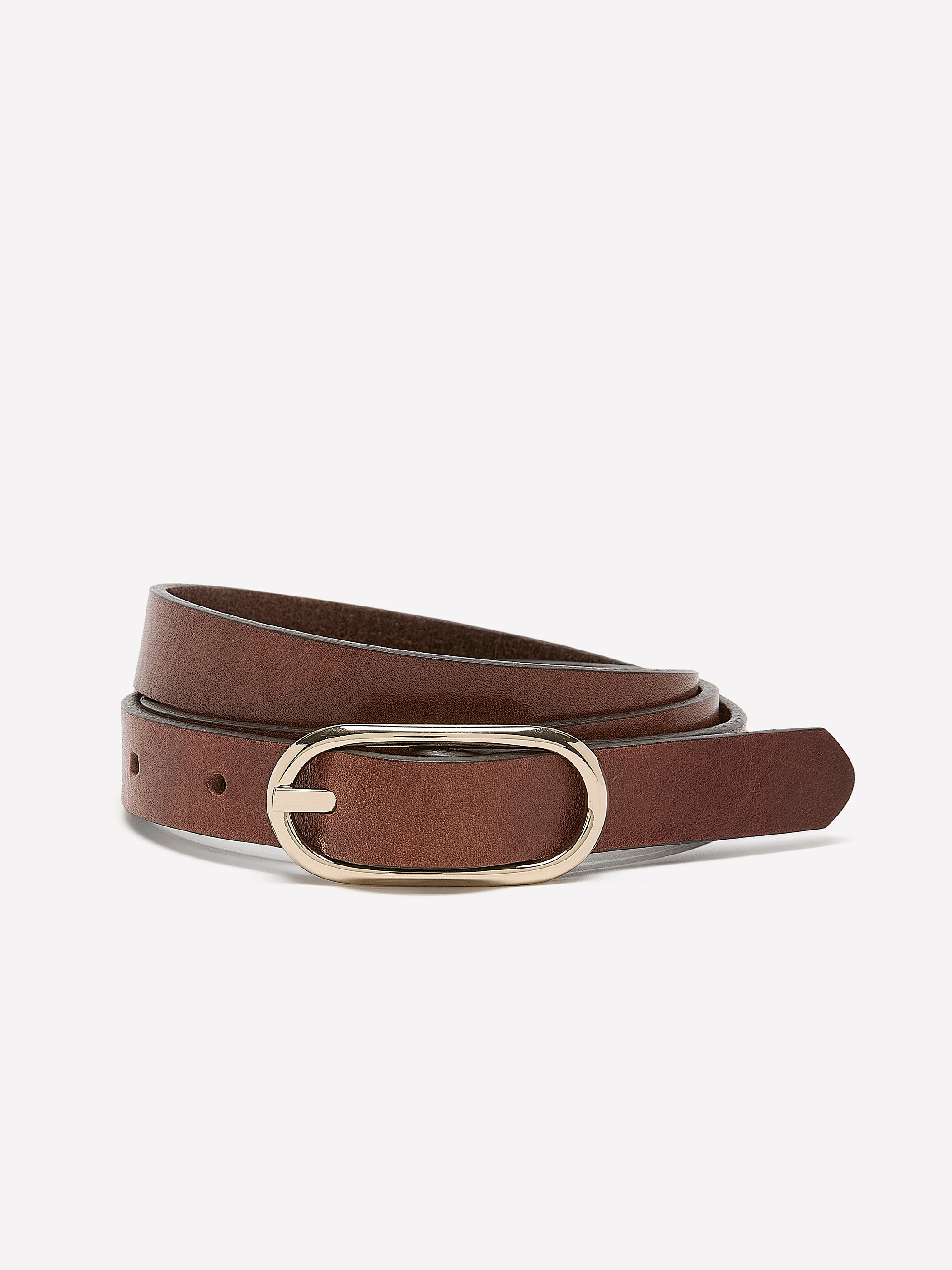 Thin Leather Belt with Oval Buckle - Image 3