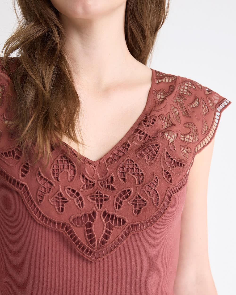 V-Neck Ribbed Top with Short Flutter Sleeves - Image 12
