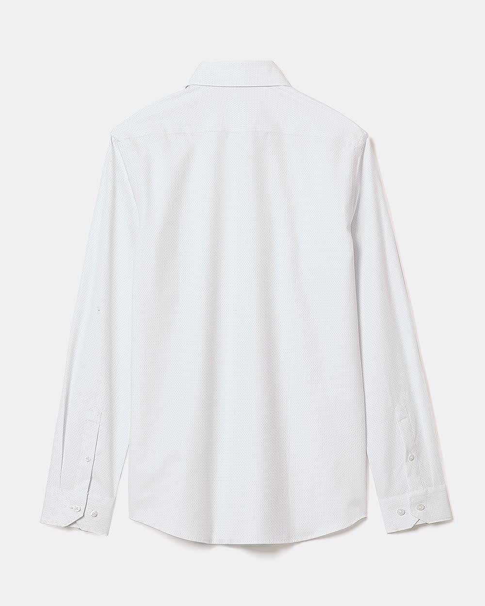 White Slim Fit Dress Shirt with Grey Micro Dots - Image 3