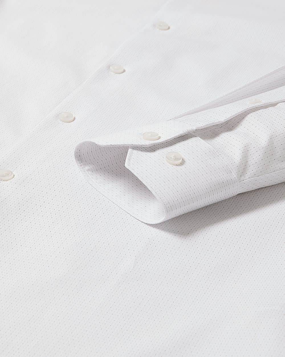 White Slim Fit Dress Shirt with Grey Micro Dots - Image 5