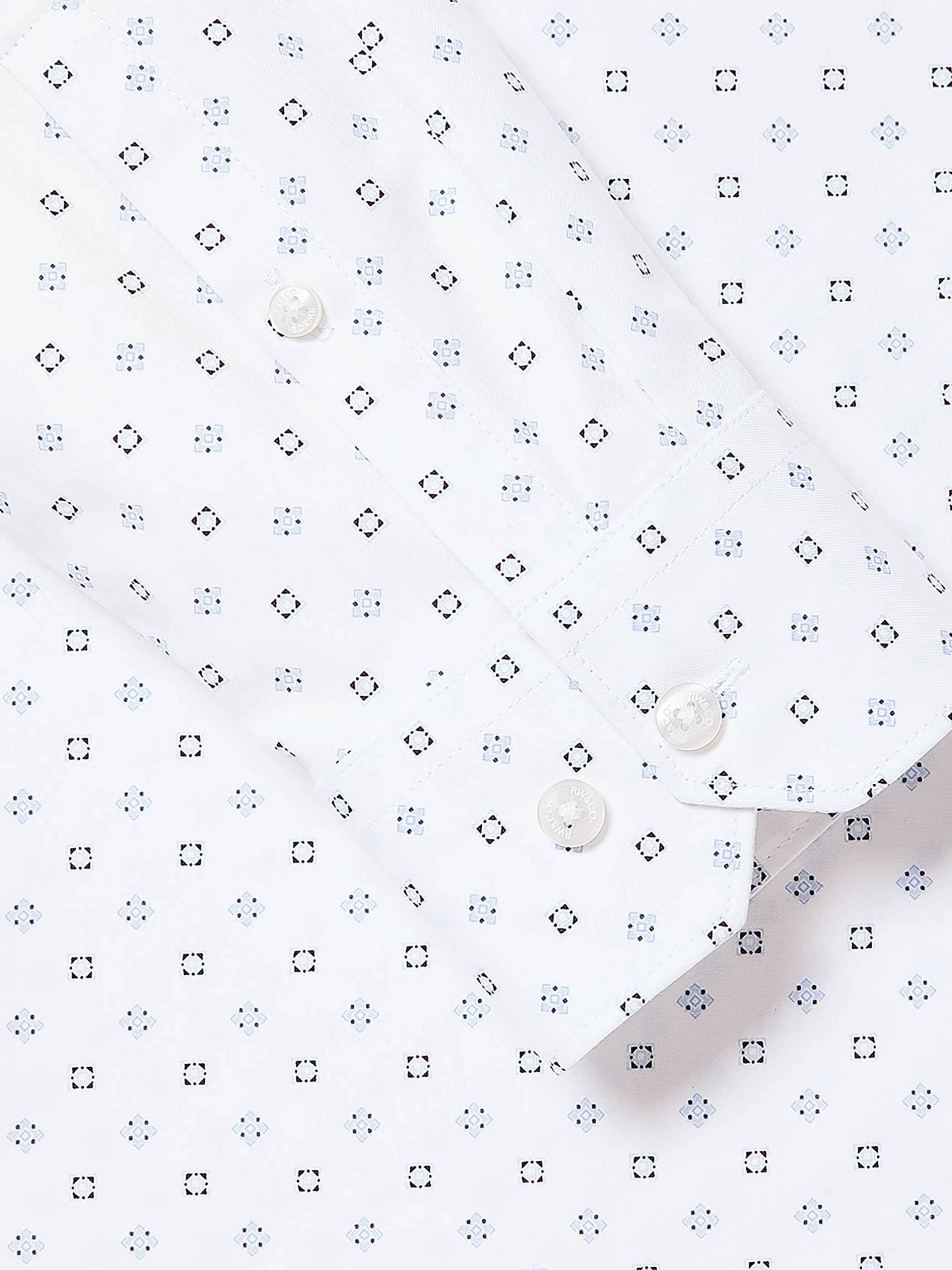 White Tailored-Fit Dress Shirt with Geo Pattern - Image 5