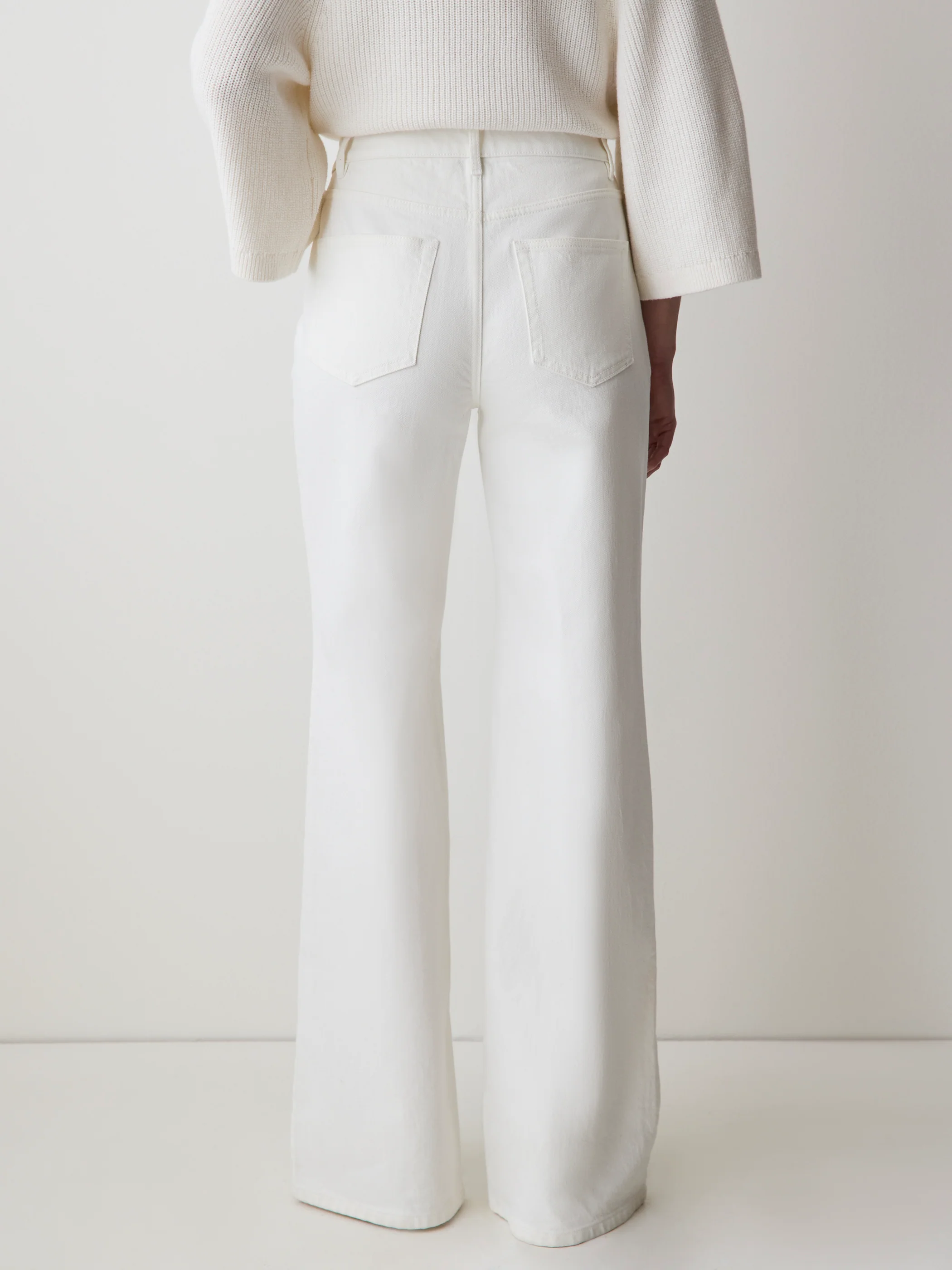 Cream Long High-Rise Wide-Leg Jeans - Image 3