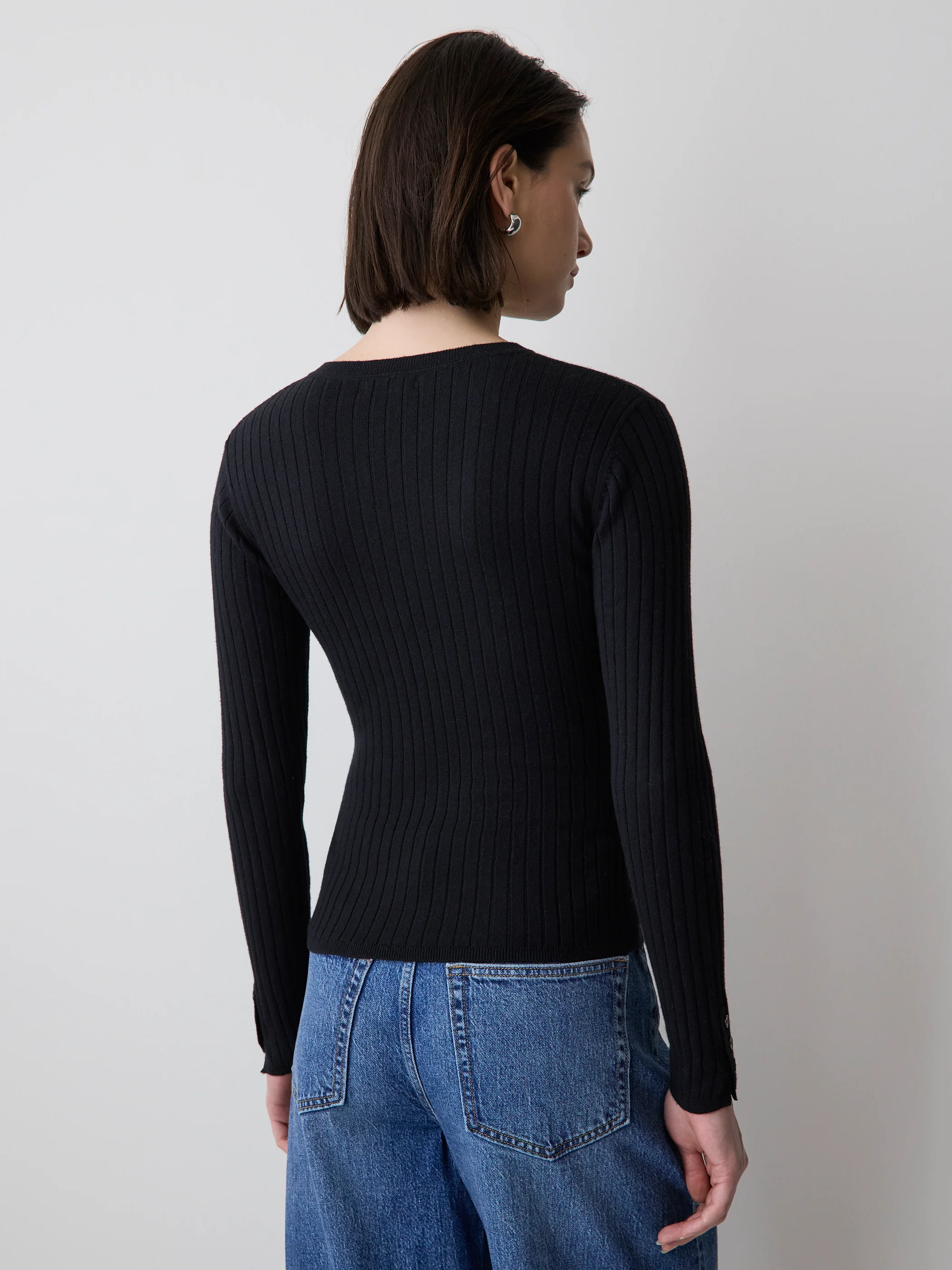 V-Neck Sweater with Buttons on Sleeves - Image 3
