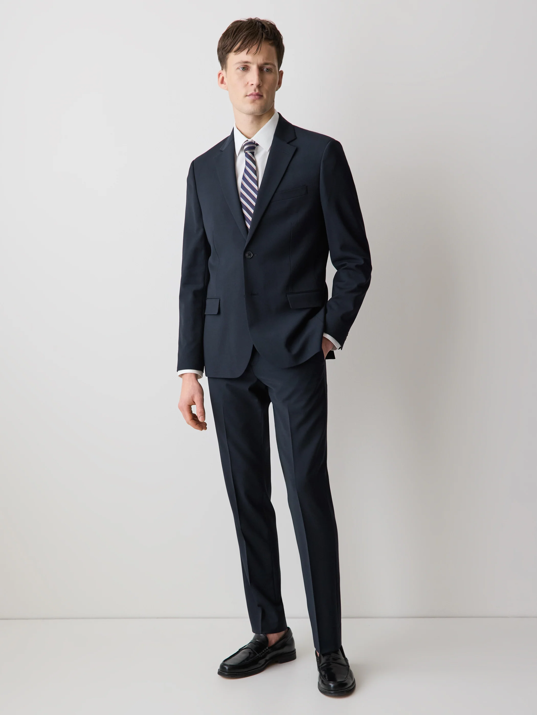 Slim Fit Navy Wool Suit Blazer - Image 2