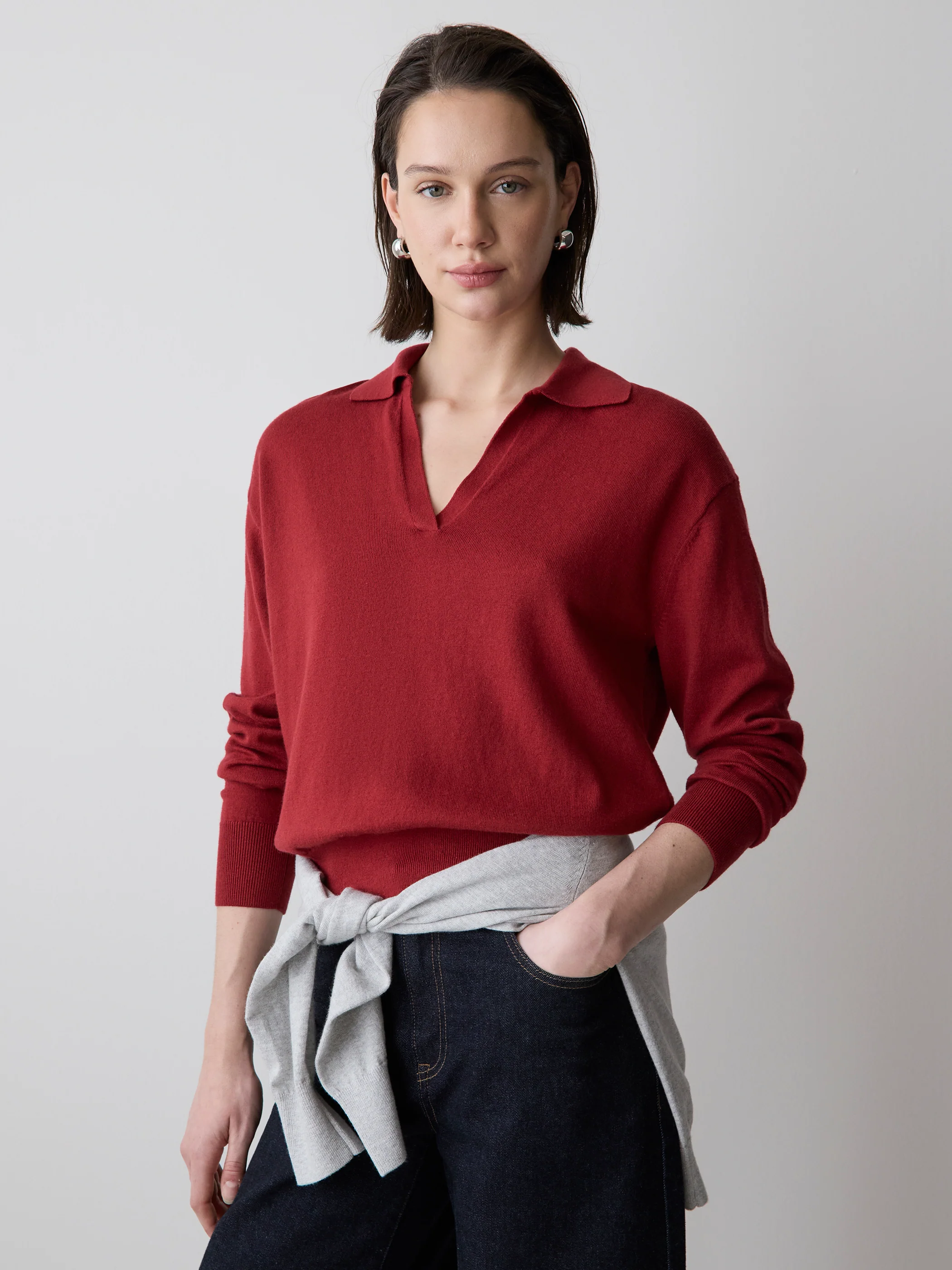 Wool-Blend Long-Sleeve Polo Sweater - Image 7