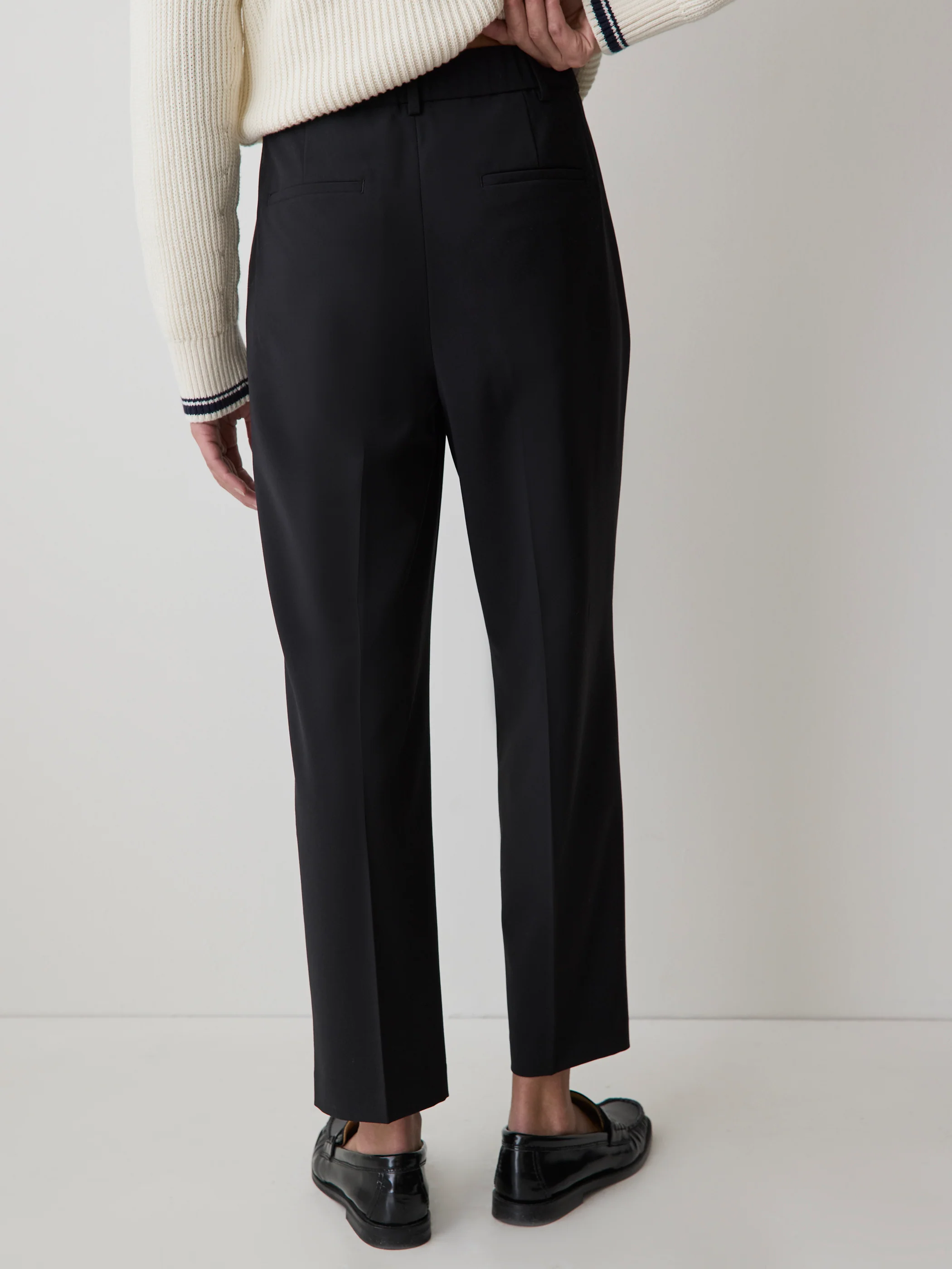 Black High-Rise Tapered-Leg Wool-Blend Pant - Image 3