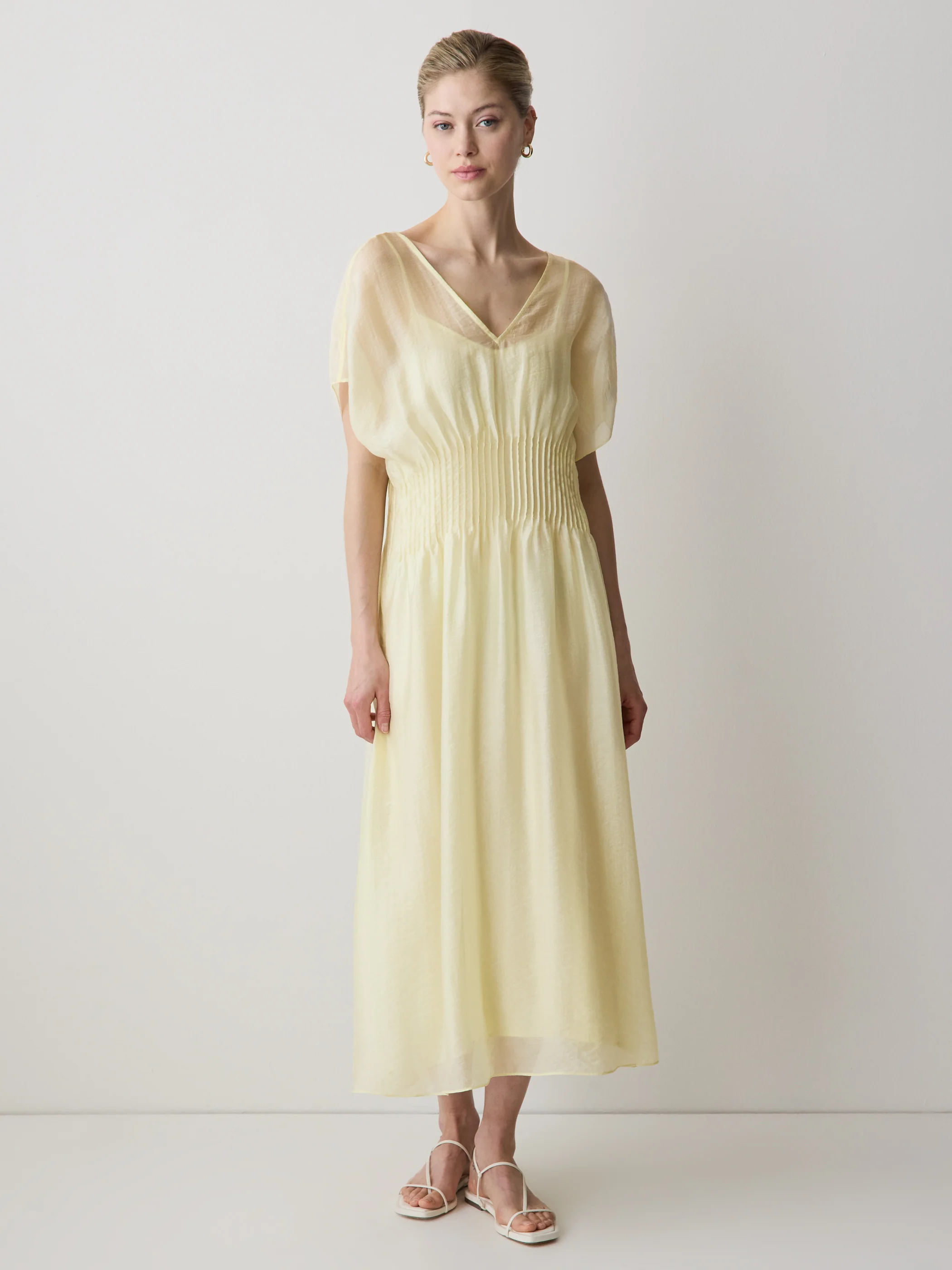 Short-Sleeve V-Neck Midi Dress - Image 13