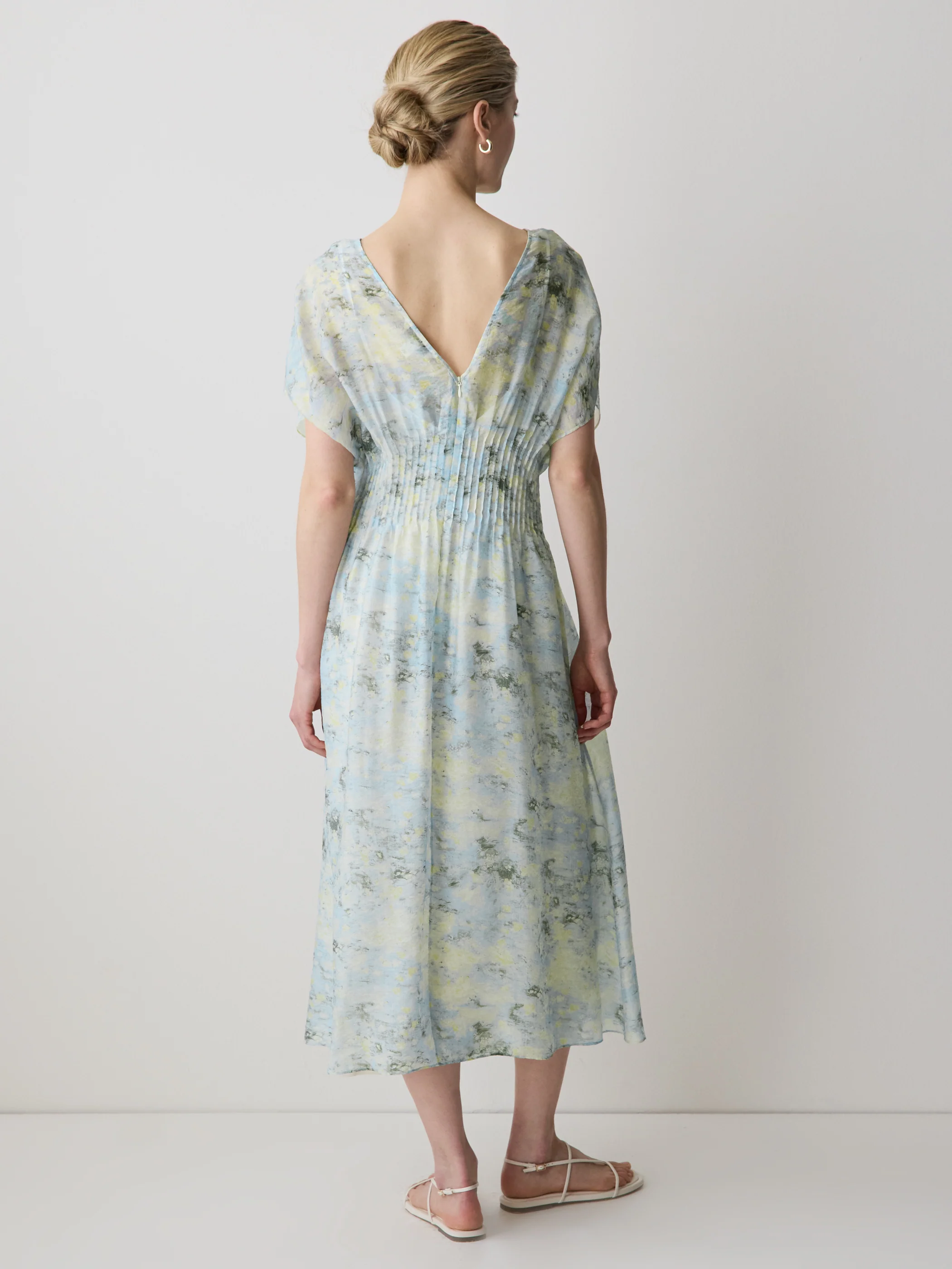 Short-Sleeve V-Neck Midi Dress - Image 3