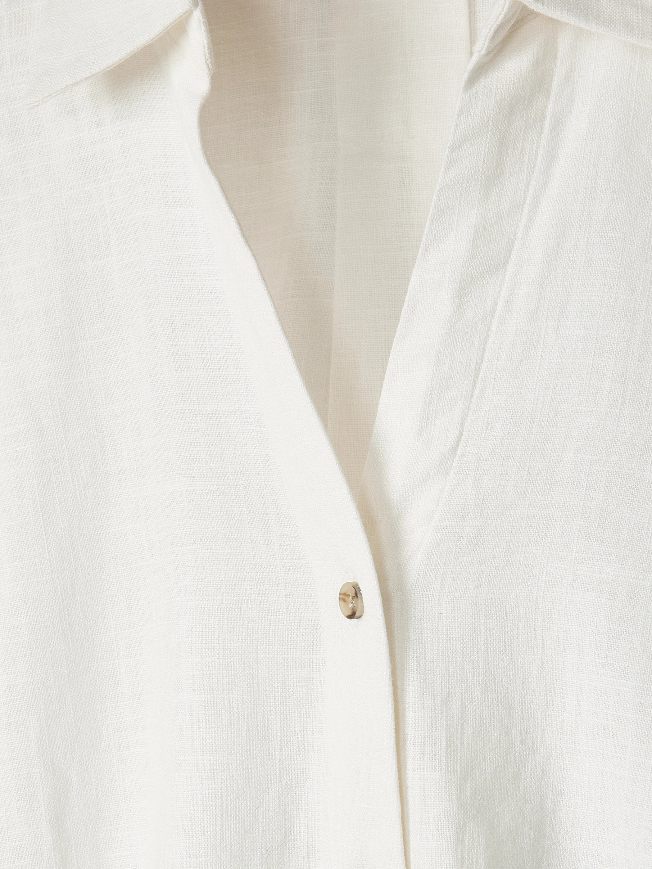 Linen-Blend Short-Sleeve Blouse with Shirt Collar - Image 10