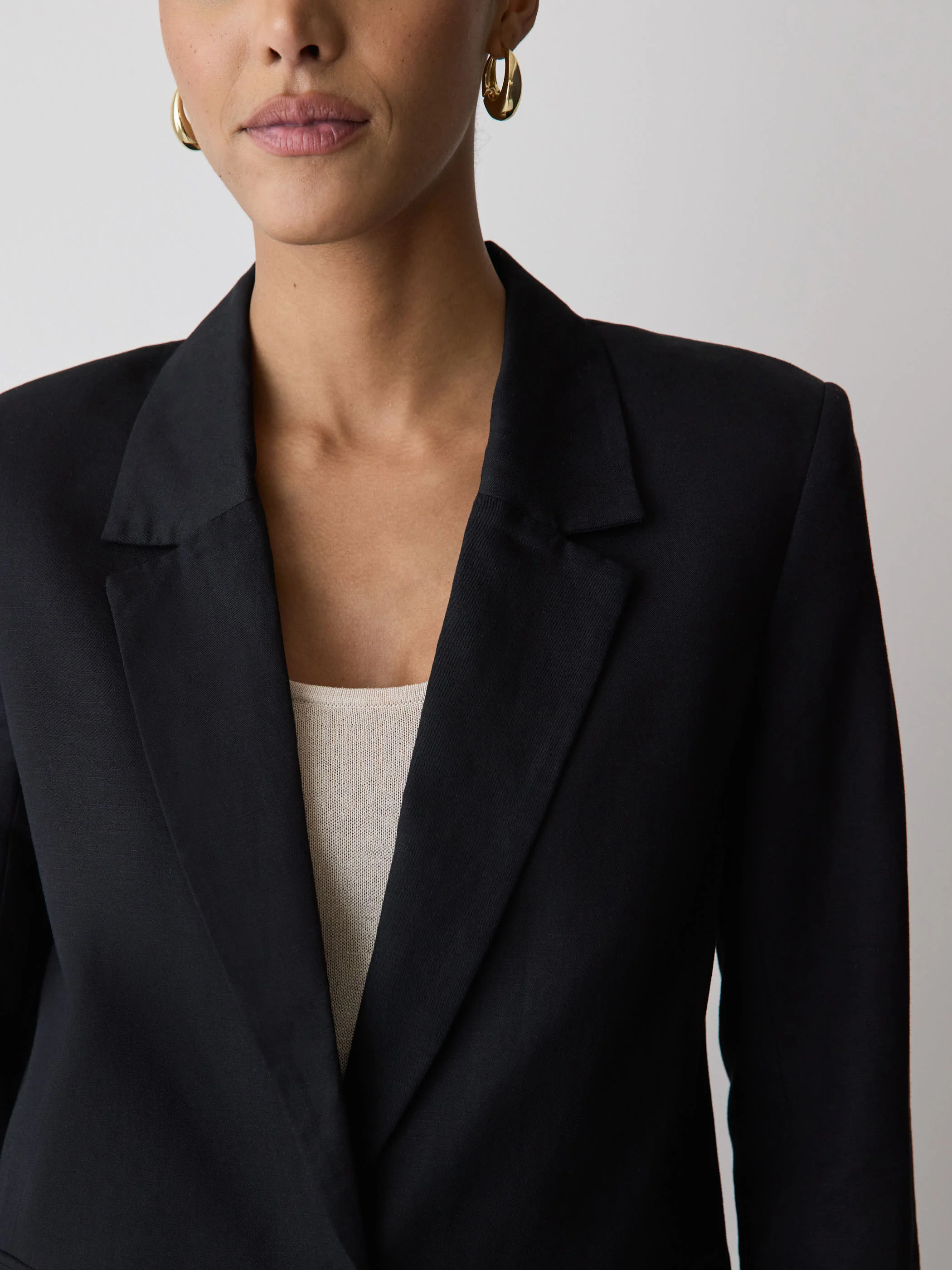 Linen-Blend Relaxed-Fit One-Button Blazer - Image 5
