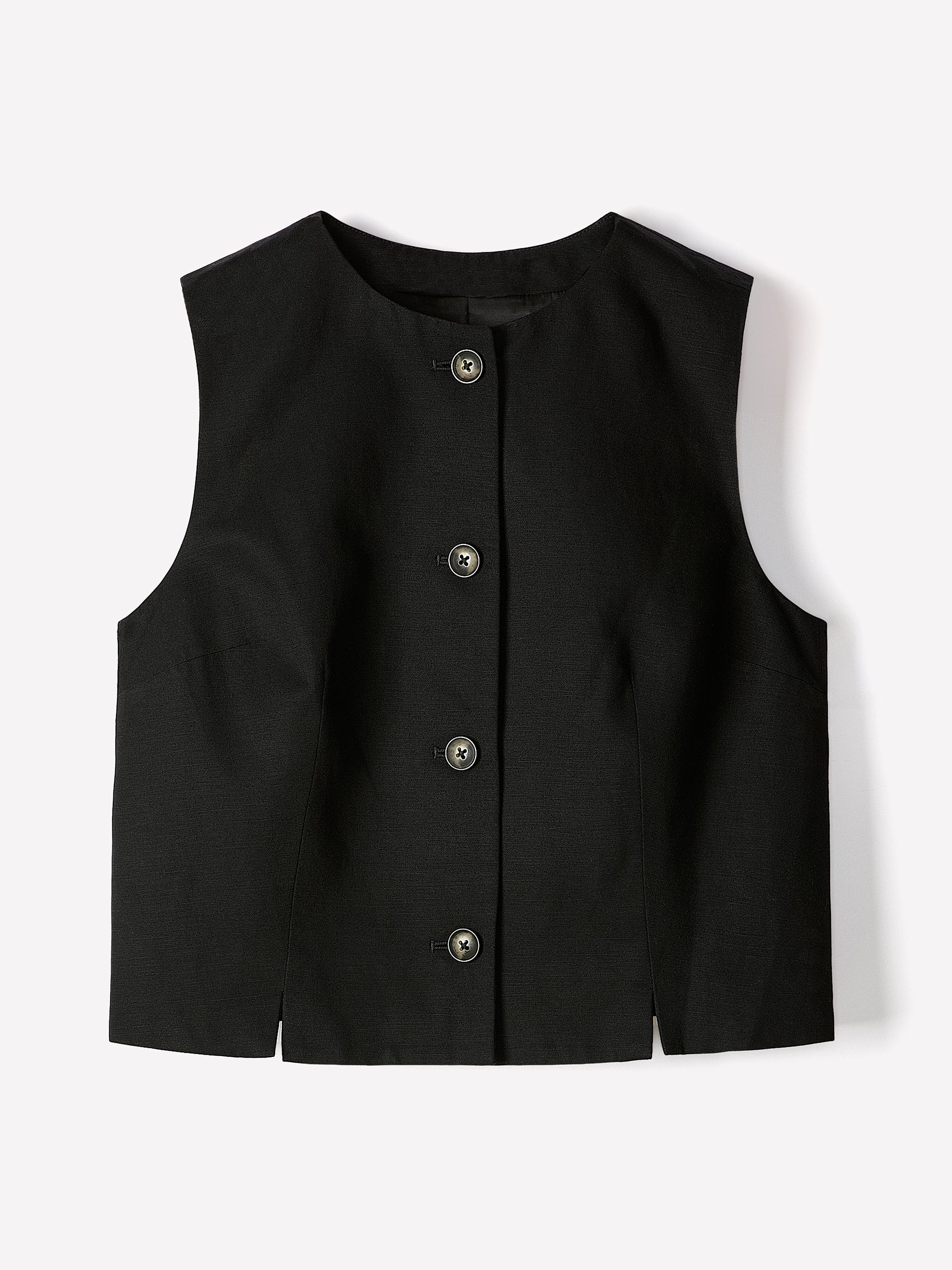 Linen-Blend Sleeveless Vest - Image 5