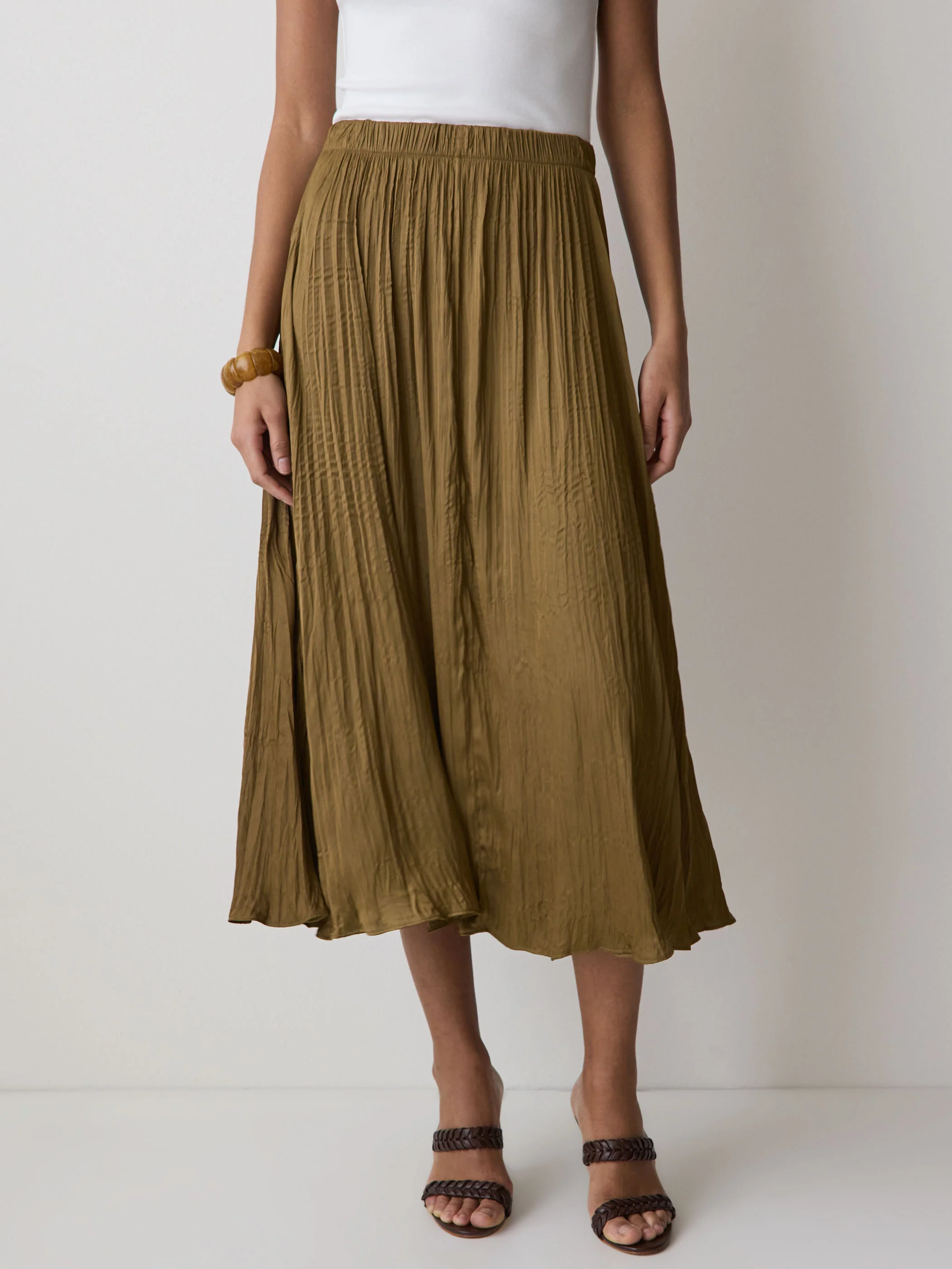 Satin High-Waisted Flare Midi Skirt - Image 2
