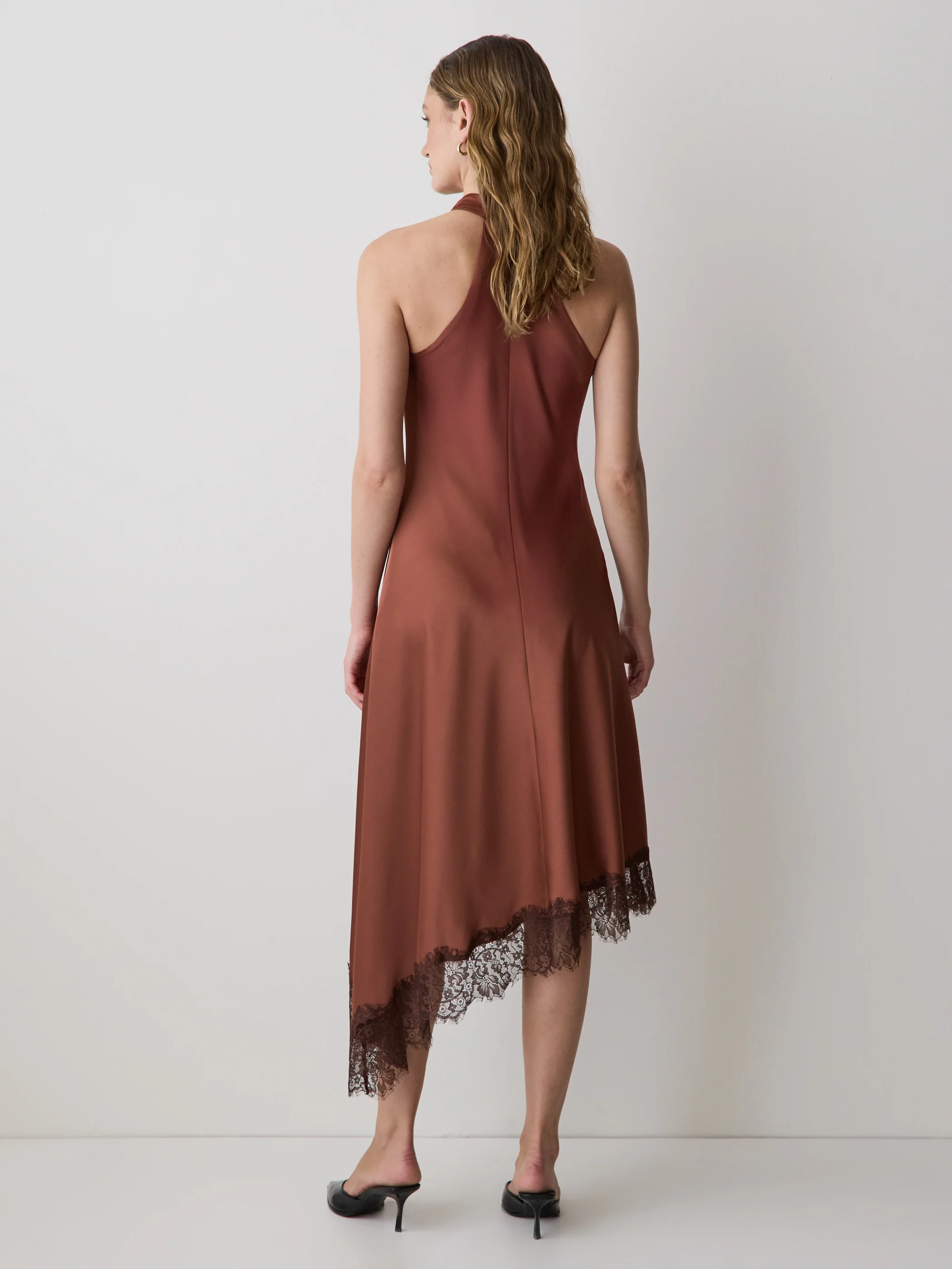 Sleeveless Cowl-Neck Dress with Asymmetrical Hem - Image 3