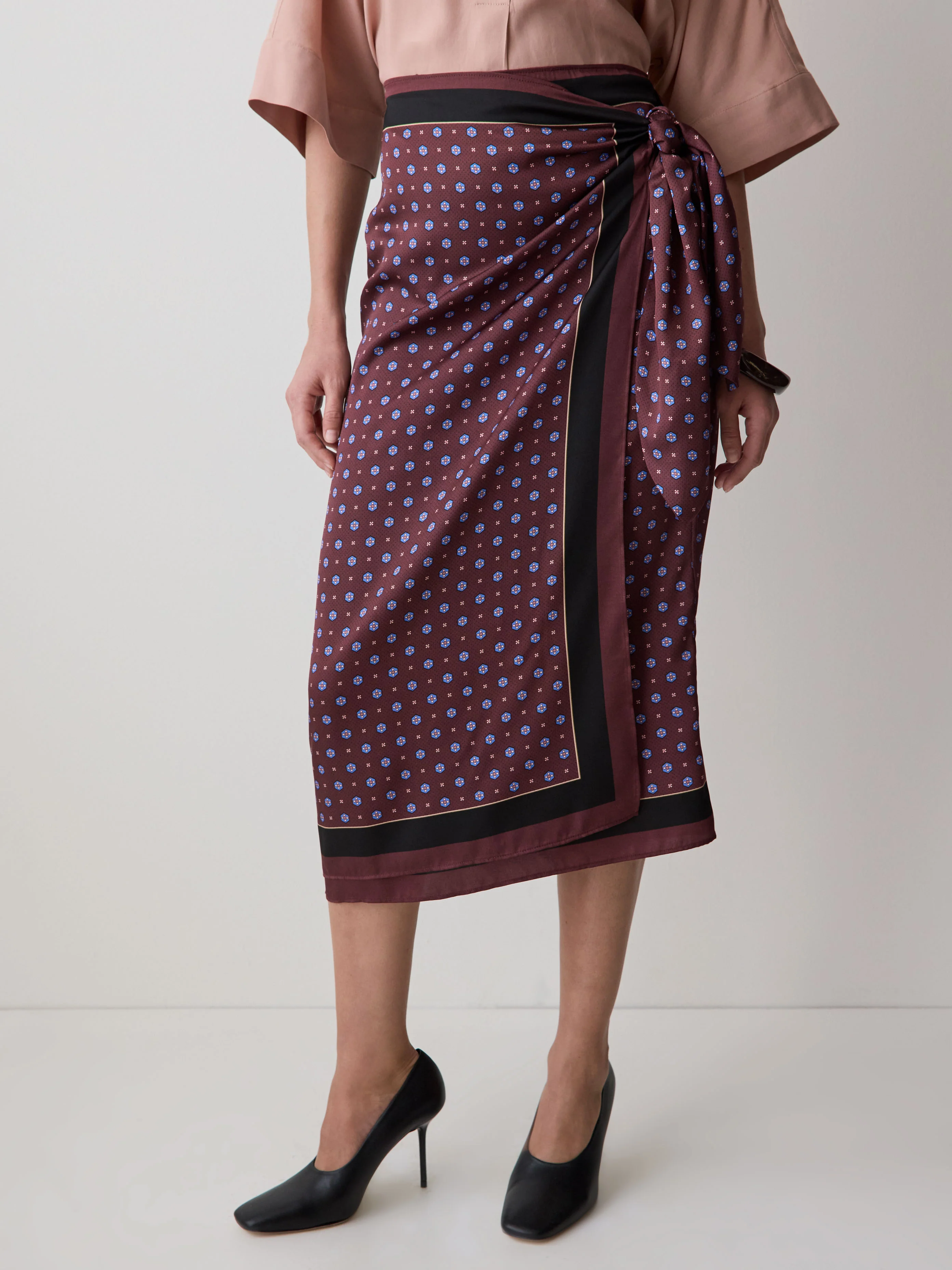 Satin High-Rise Wrap Midi Skirt - Image 3