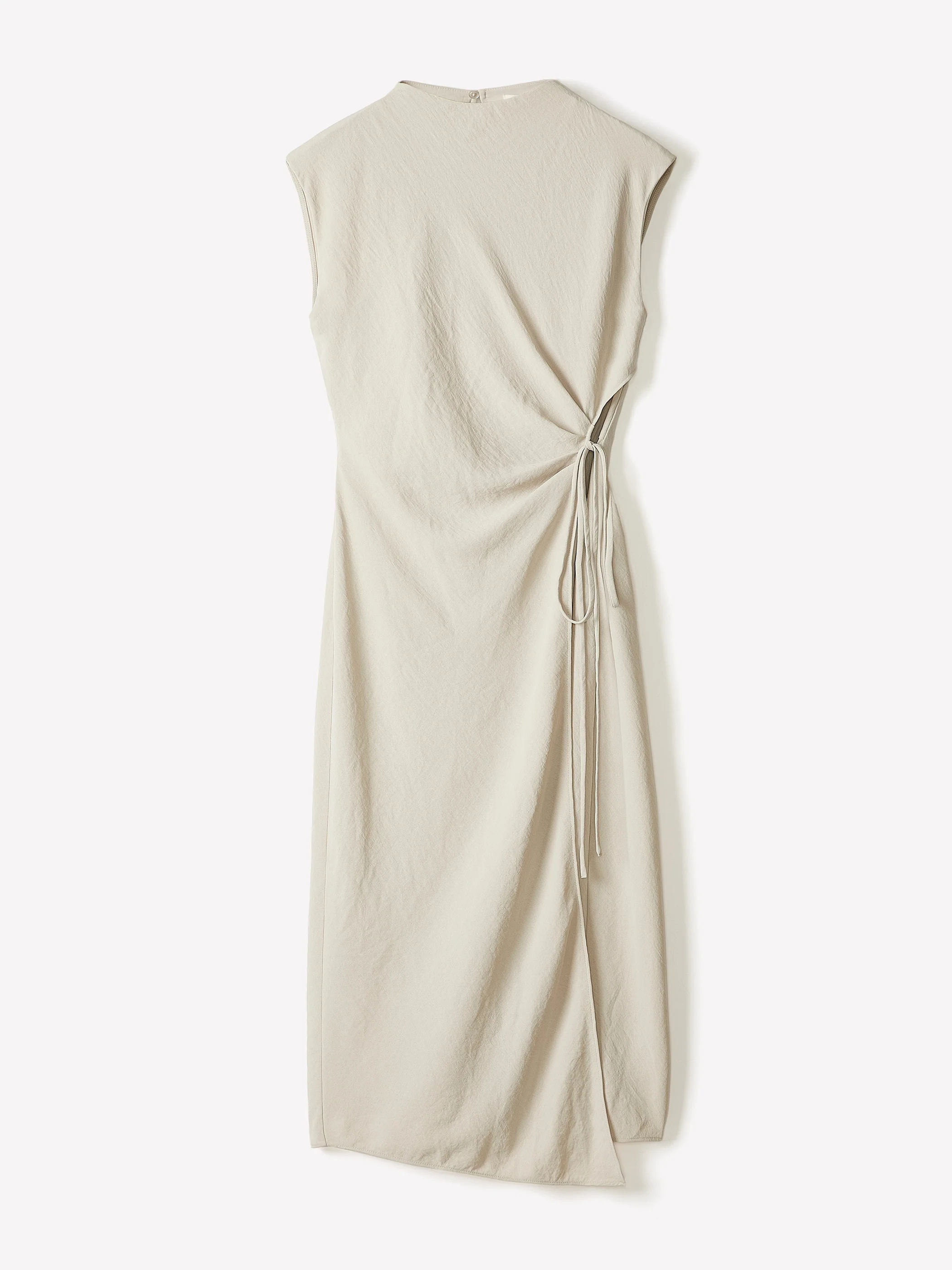 Extended-Sleeve Mock-Neck Midi Dress with Wrap Detail - Image 12